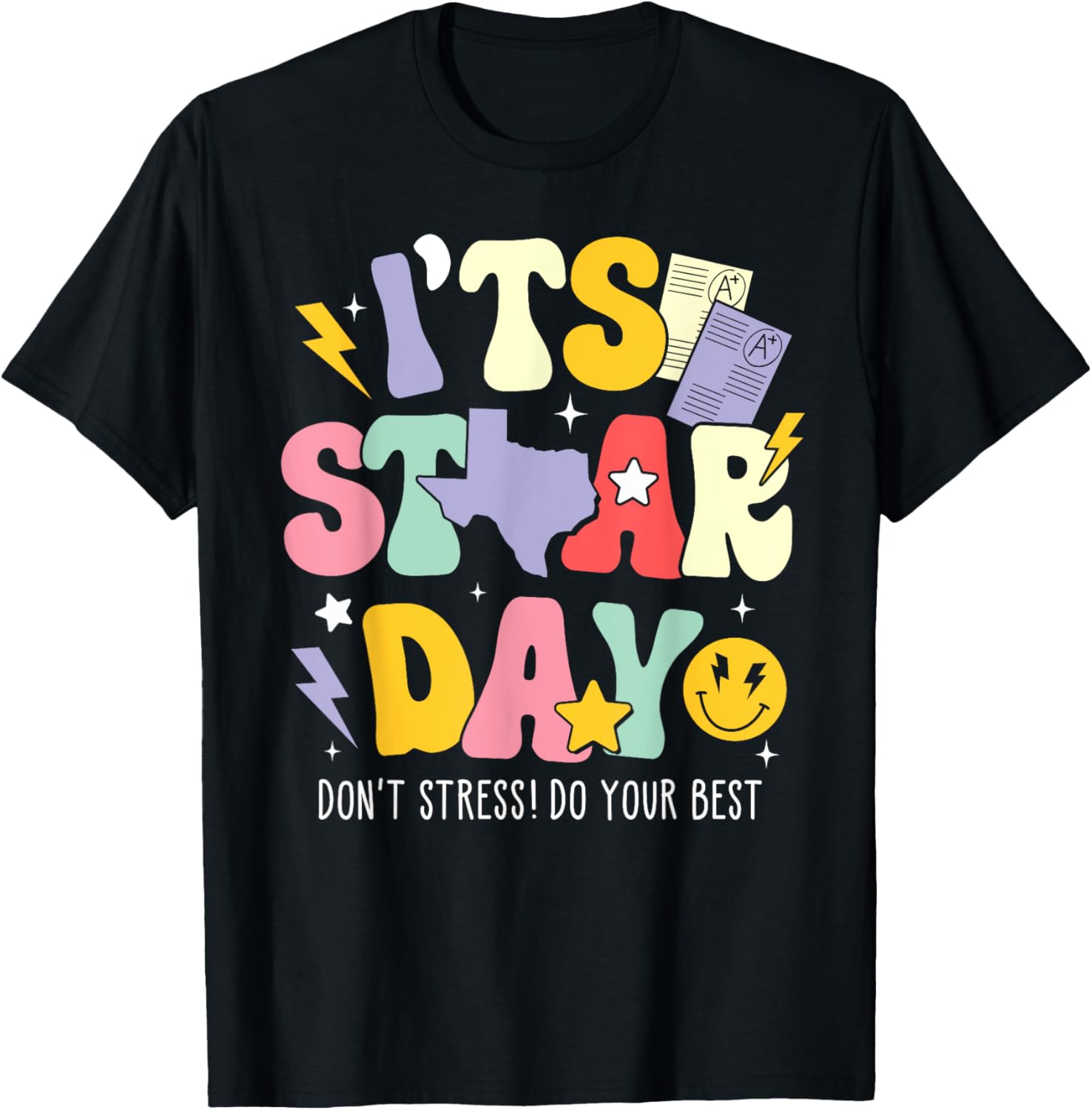 Groovy It's Staar Day Don't Stress Do Your Best Test Day Kid T-Shirt