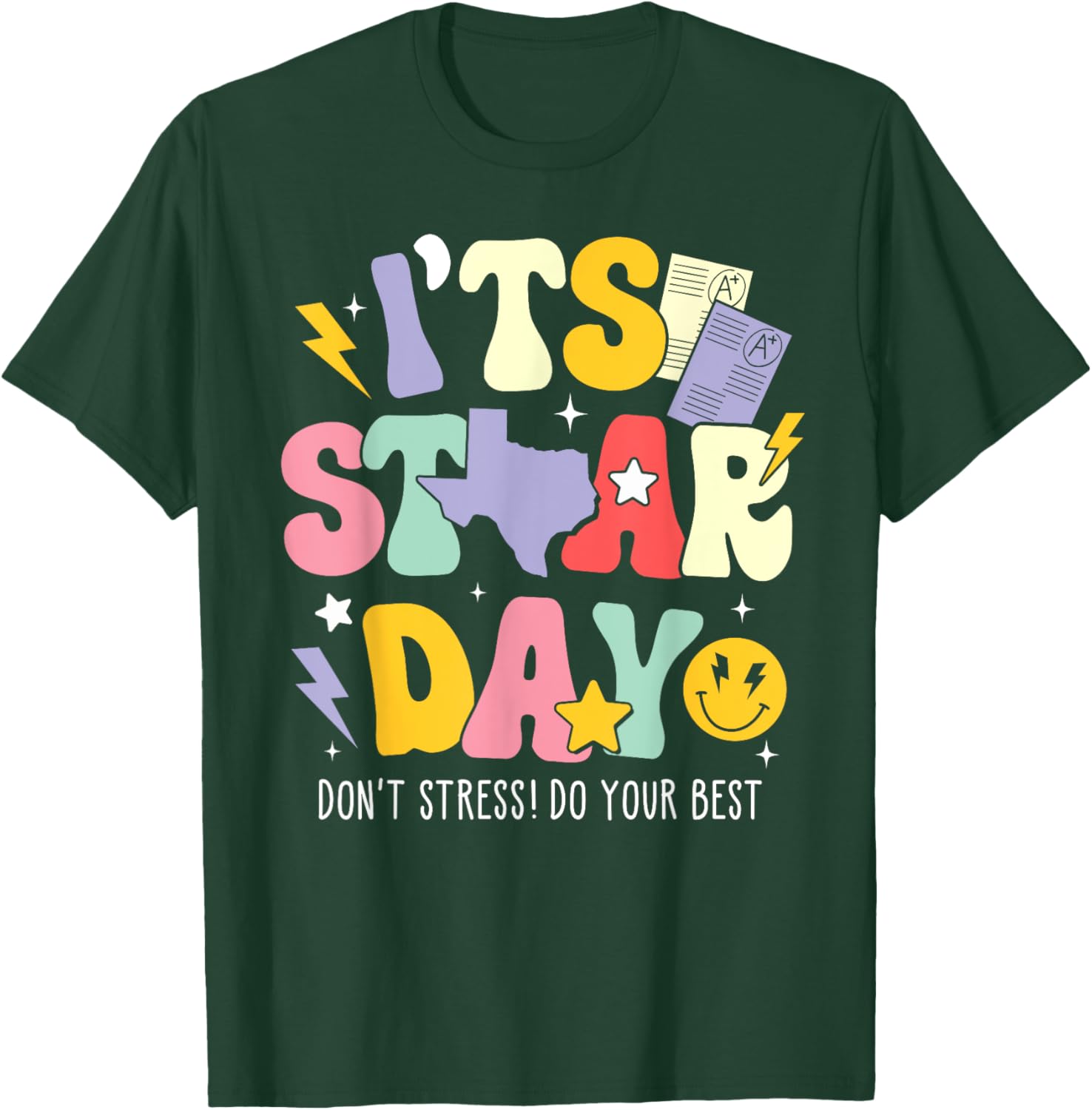 Groovy It's Staar Day Don't Stress Do Your Best Test Day Kid T-Shirt