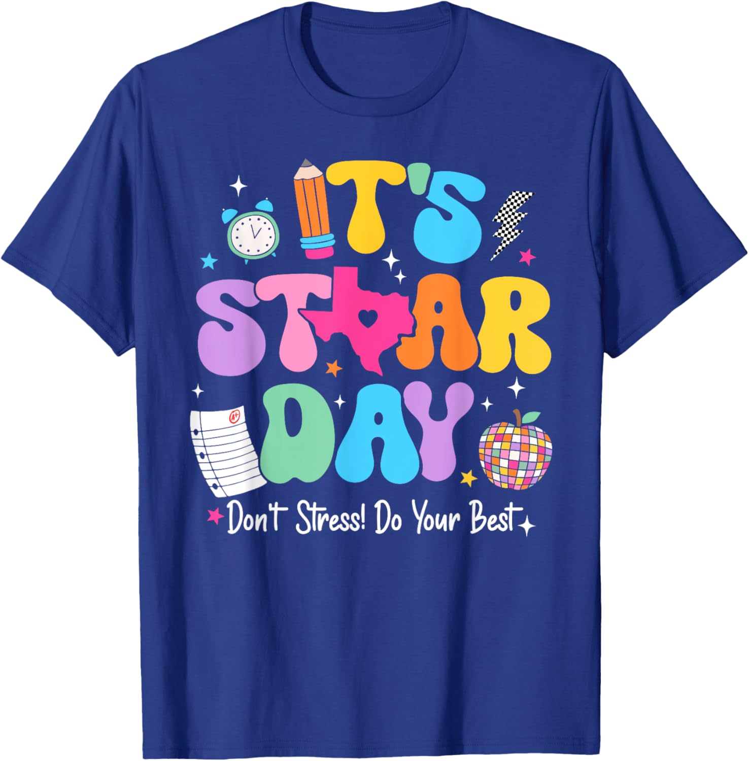 Groovy It's Staar Day Don't Stress Do Your Best Test Day Kid T-Shirt