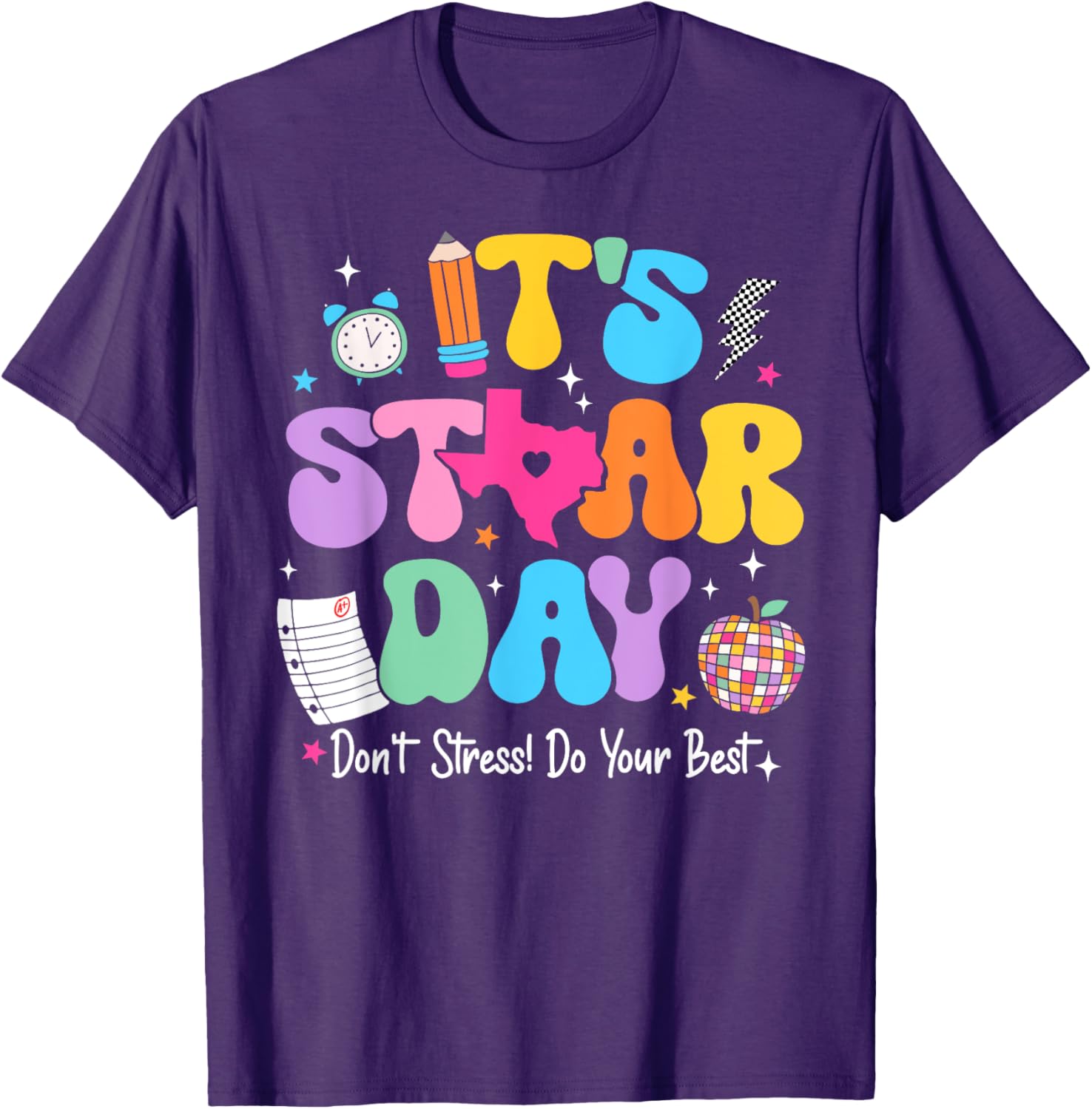 Groovy It's Staar Day Don't Stress Do Your Best Test Day Kid T-Shirt