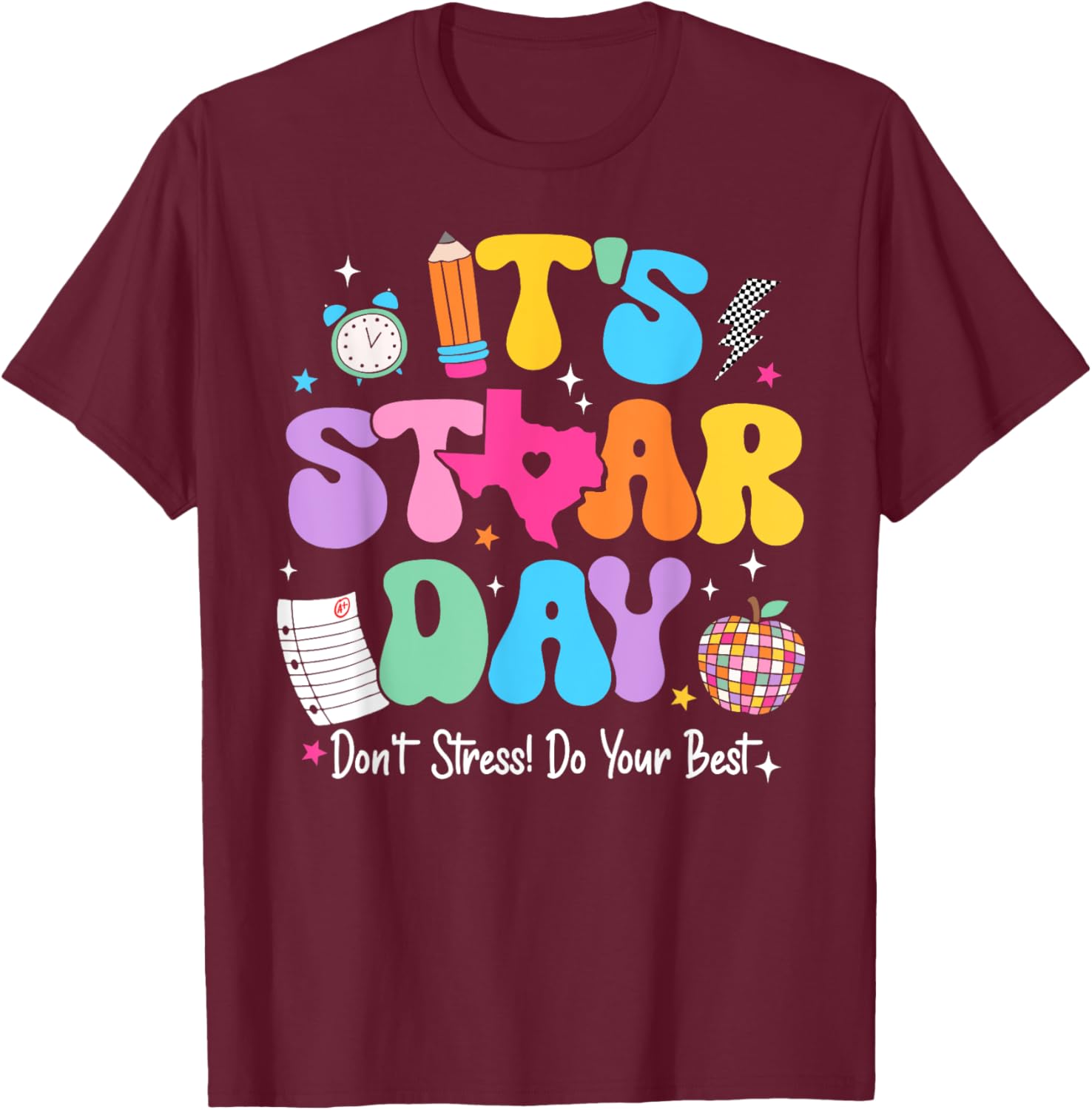 Groovy It's Staar Day Don't Stress Do Your Best Test Day Kid T-Shirt