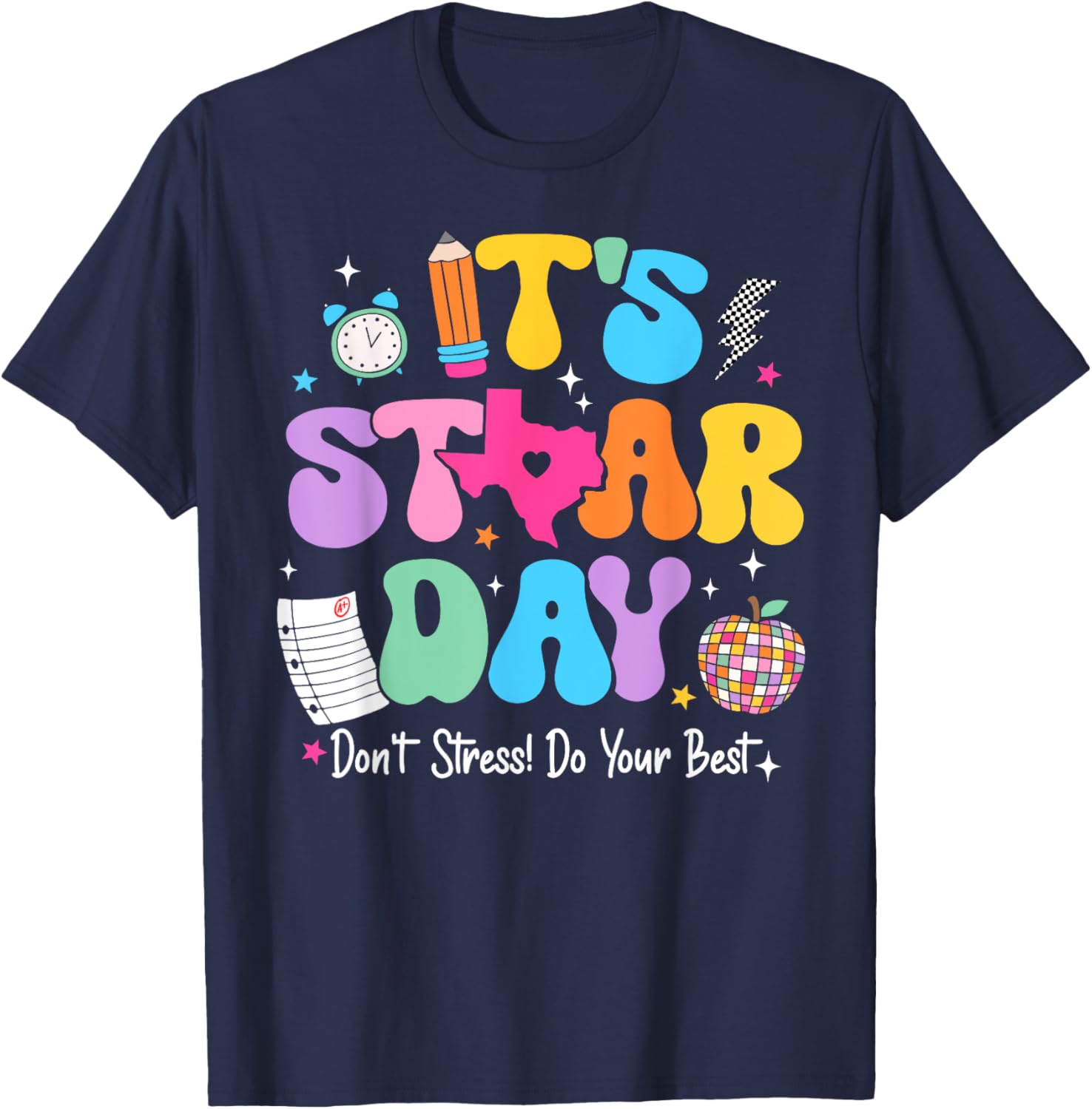 Groovy It's Staar Day Don't Stress Do Your Best Test Day Kid T-Shirt