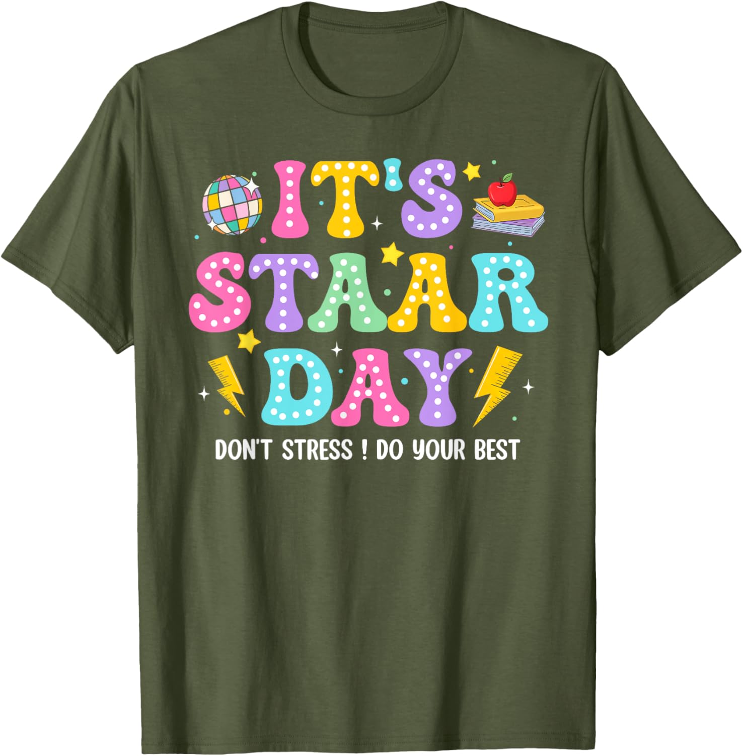 Groovy It's Staar Day Don't Stress Do Your Best Test Day Kid T-Shirt