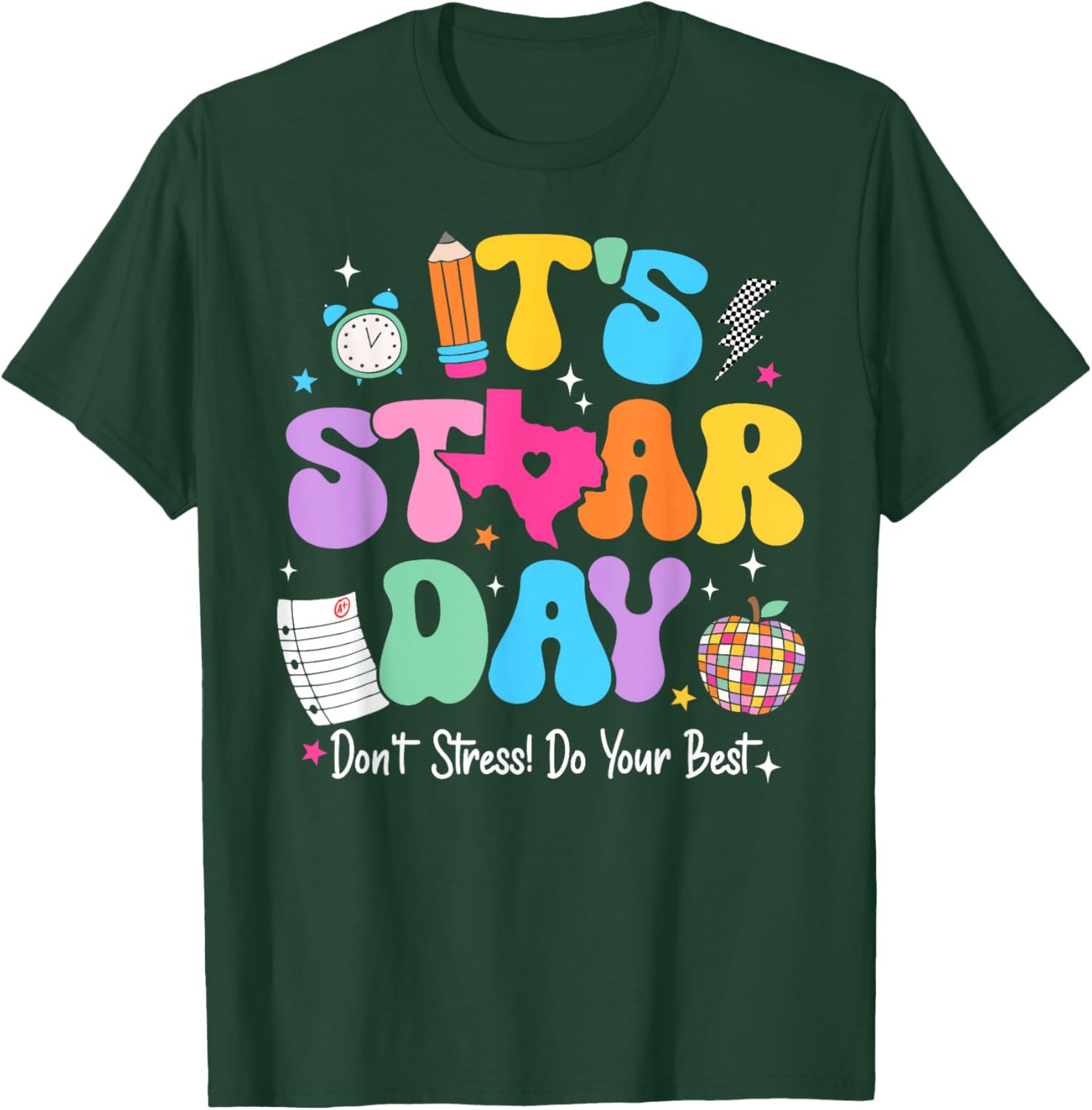 Groovy It's Staar Day Don't Stress Do Your Best Test Day Kid T-Shirt