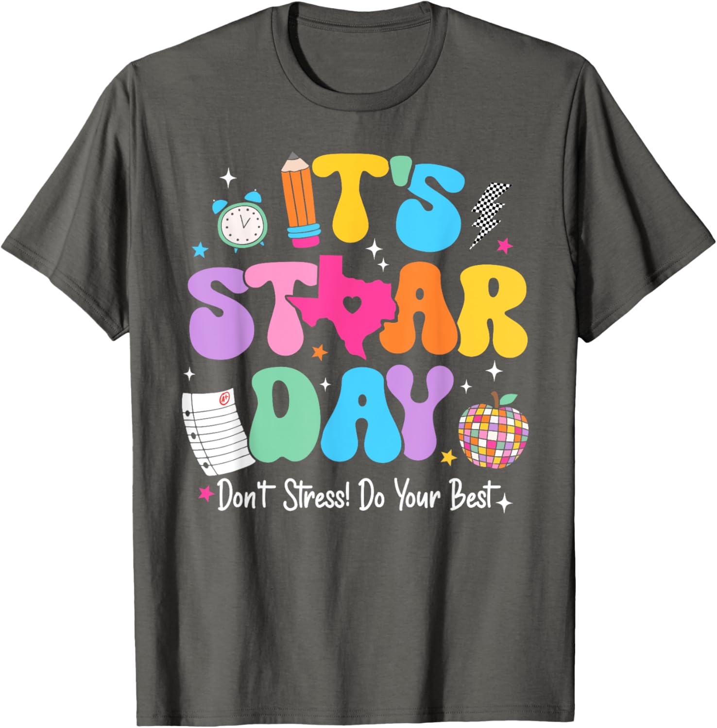 Groovy It's Staar Day Don't Stress Do Your Best Test Day Kid T-Shirt