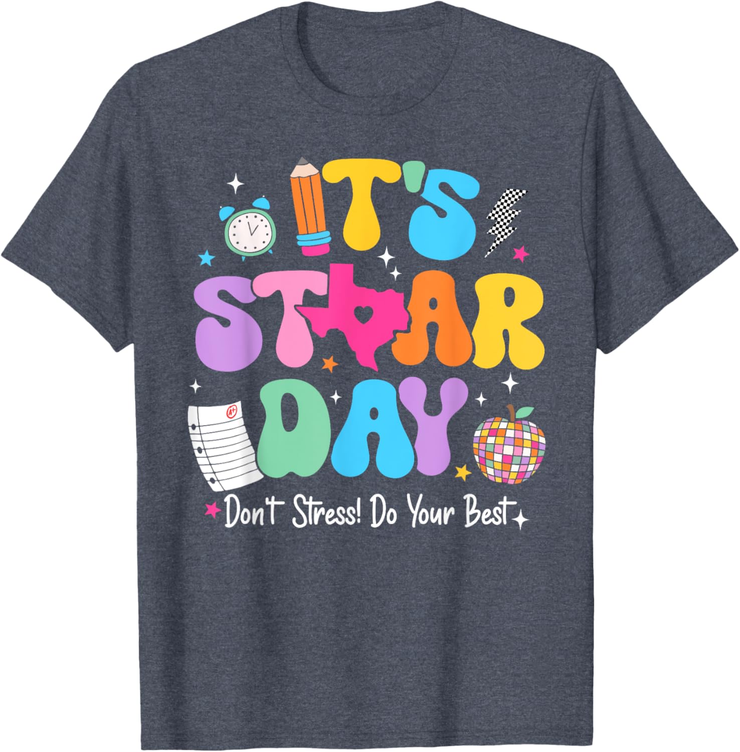 Groovy It's Staar Day Don't Stress Do Your Best Test Day Kid T-Shirt