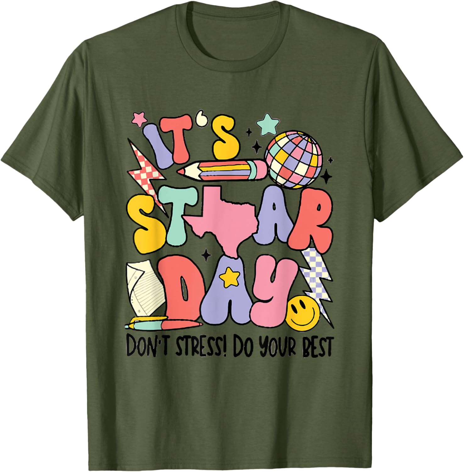 Groovy It's Staar Day Don't Stress Do Your Best Test Day T-Shirt
