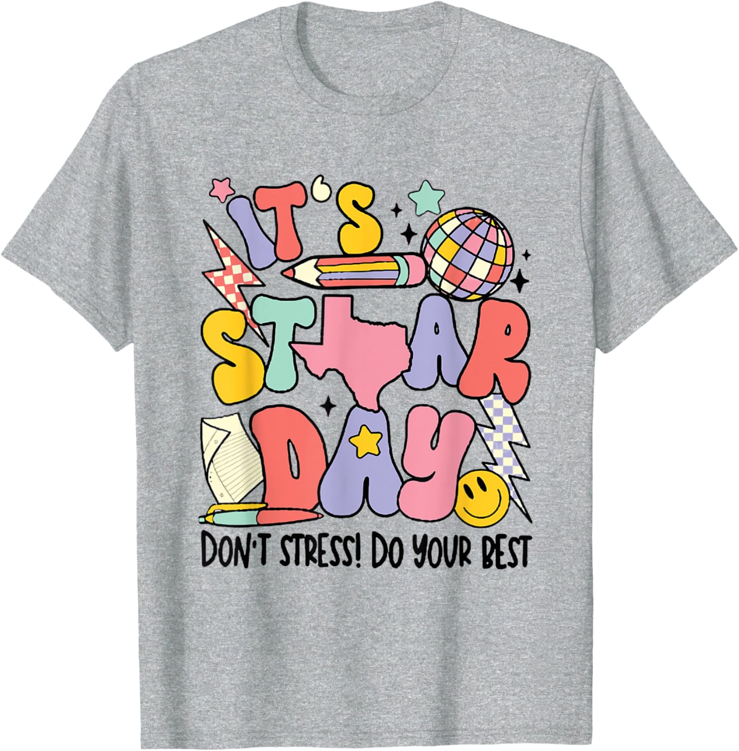 Groovy It's Staar Day Don't Stress Do Your Best Test Day T-Shirt