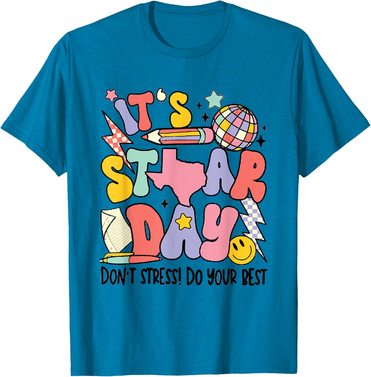 Groovy It's Staar Day Don't Stress Do Your Best Test Day T-Shirt