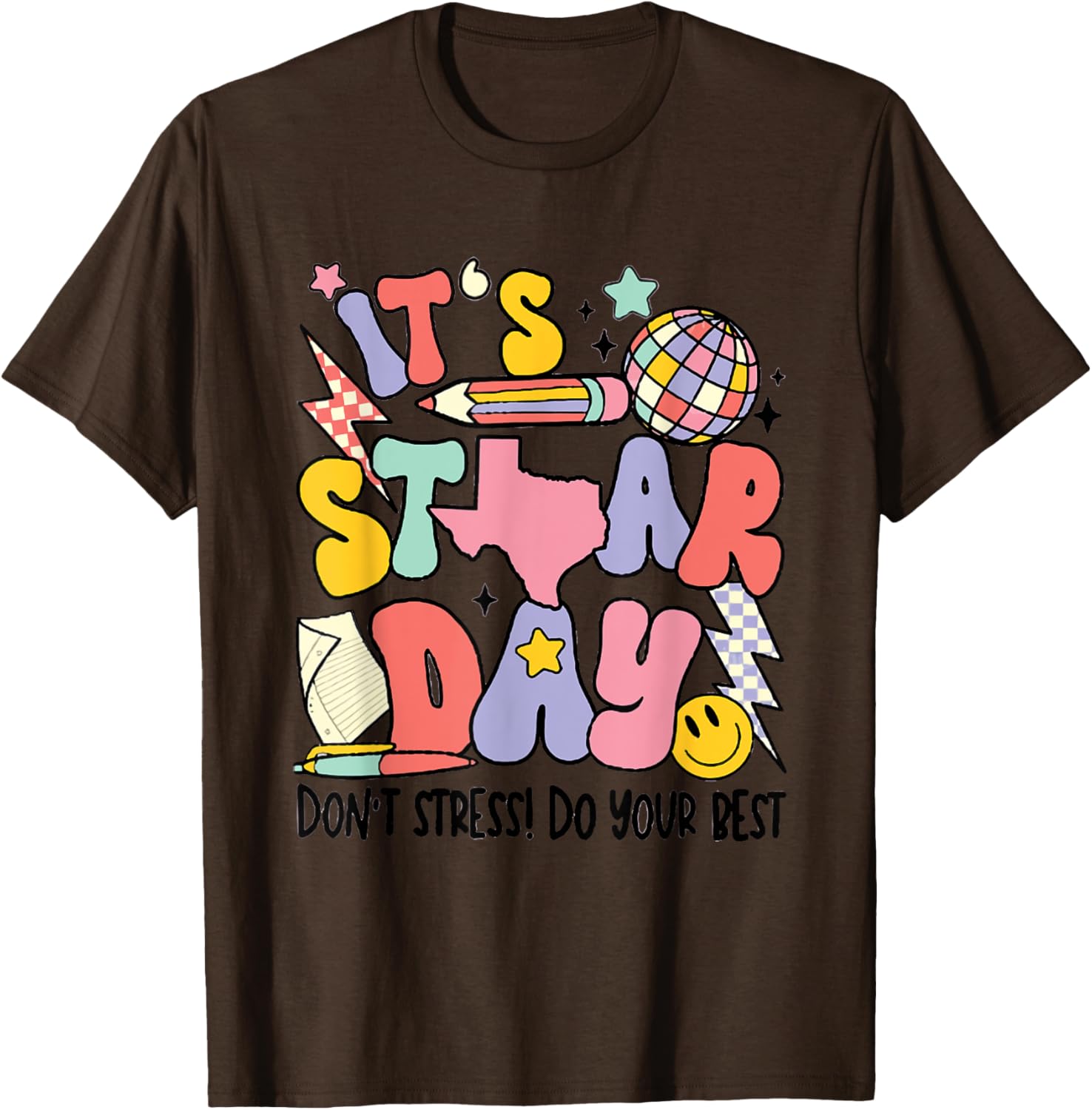 Groovy It's Staar Day Don't Stress Do Your Best Test Day T-Shirt