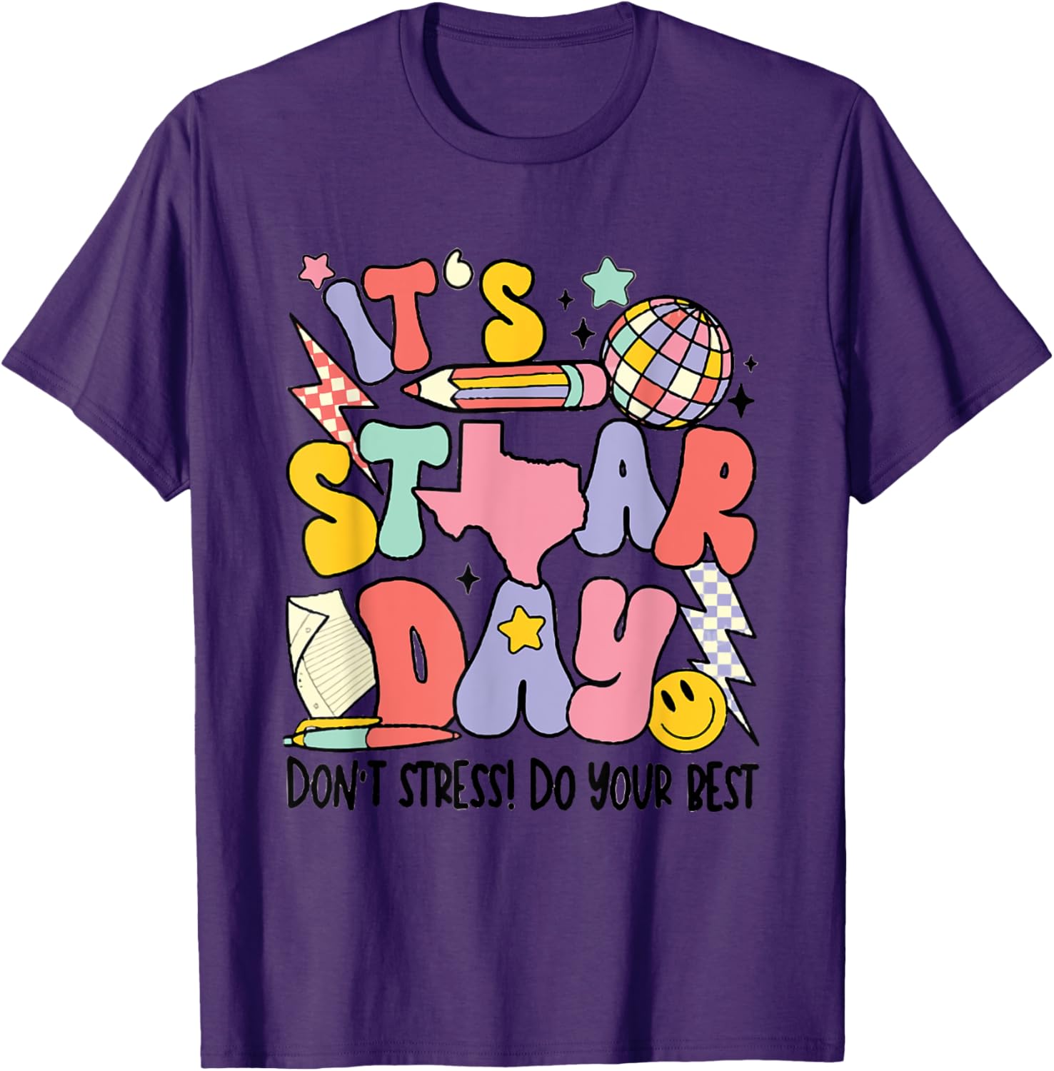 Groovy It's Staar Day Don't Stress Do Your Best Test Day T-Shirt