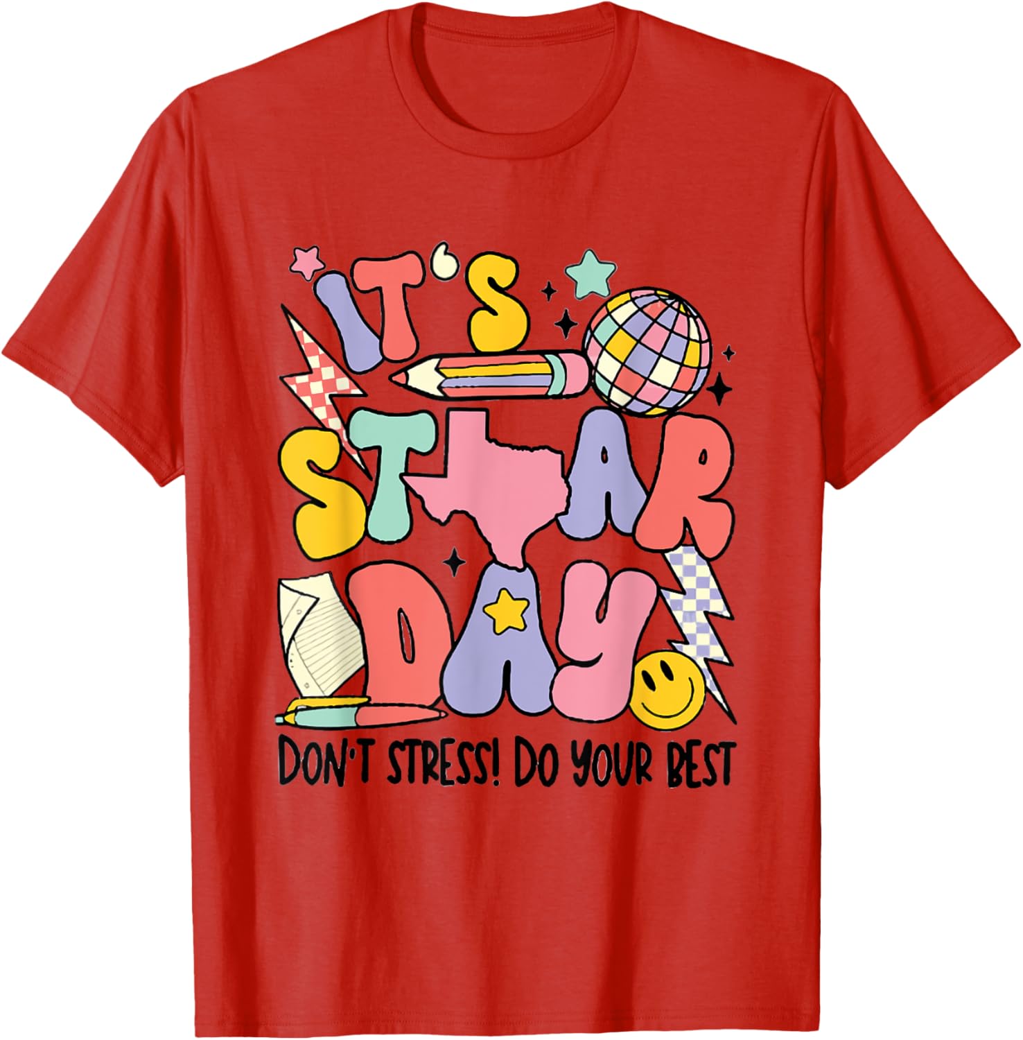 Groovy It's Staar Day Don't Stress Do Your Best Test Day T-Shirt