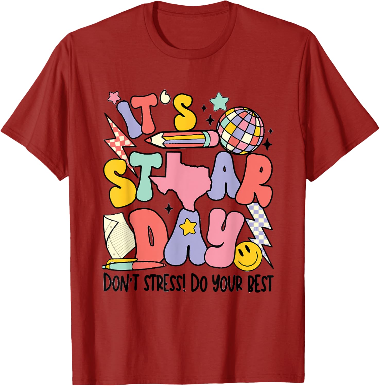 Groovy It's Staar Day Don't Stress Do Your Best Test Day T-Shirt