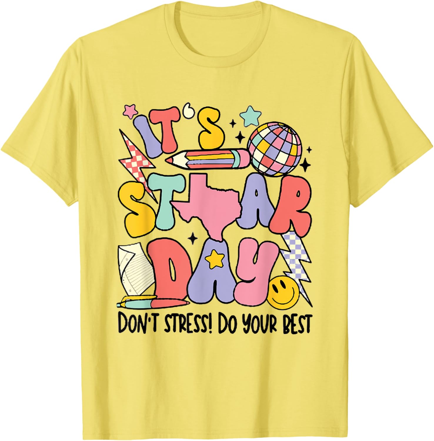 Groovy It's Staar Day Don't Stress Do Your Best Test Day T-Shirt