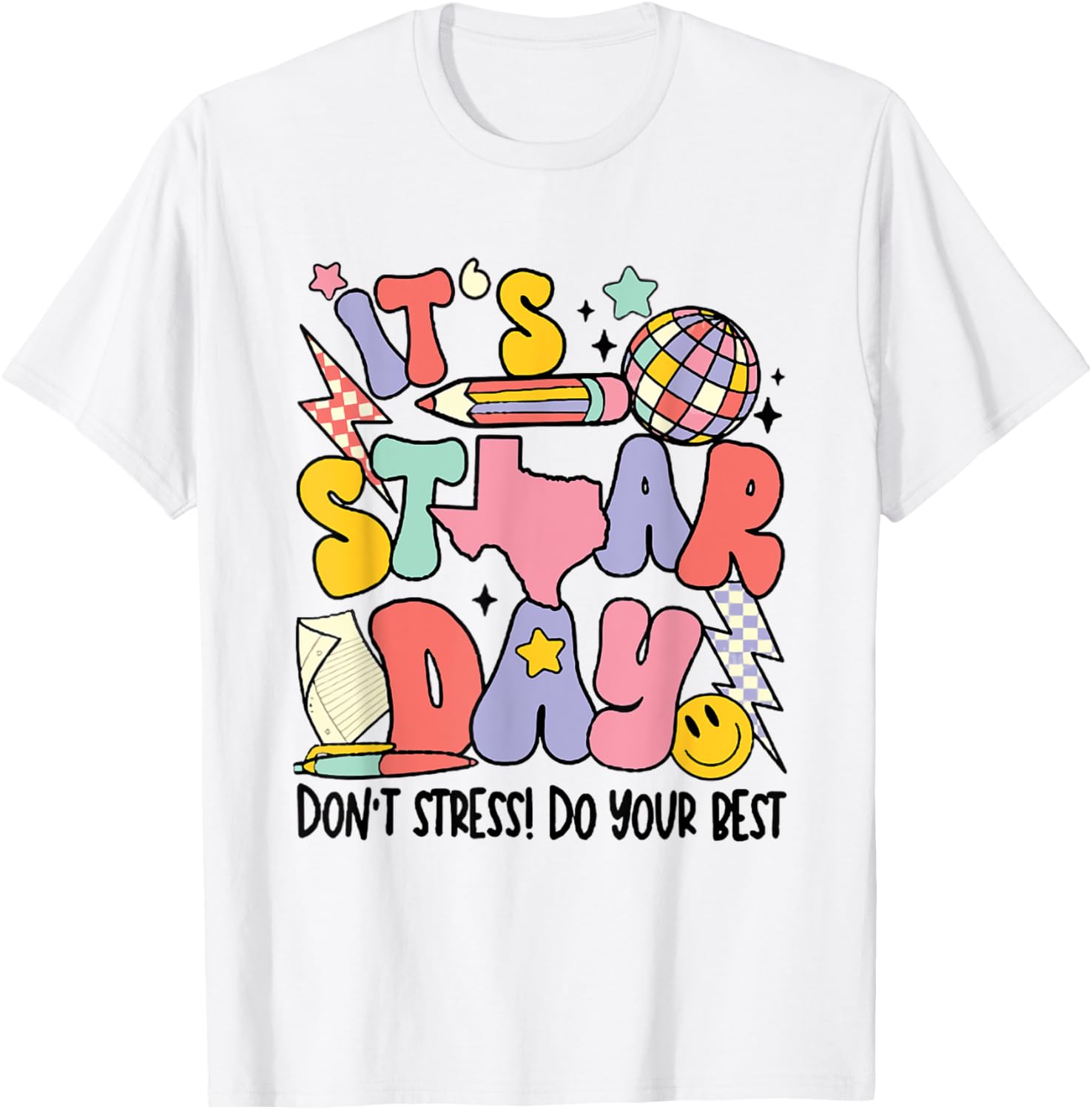 Groovy It's Staar Day Don't Stress Do Your Best Test Day T-Shirt
