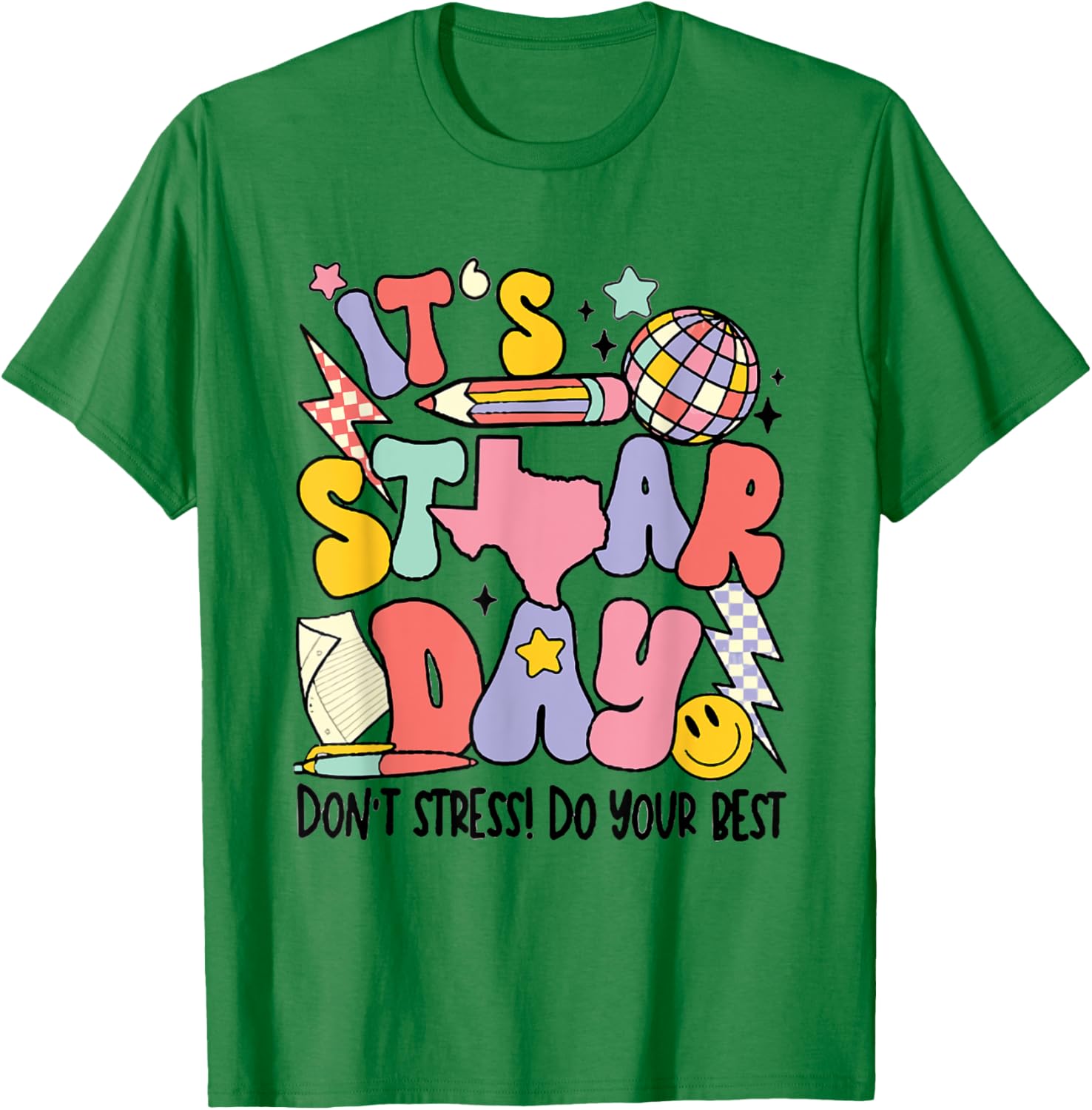 Groovy It's Staar Day Don't Stress Do Your Best Test Day T-Shirt