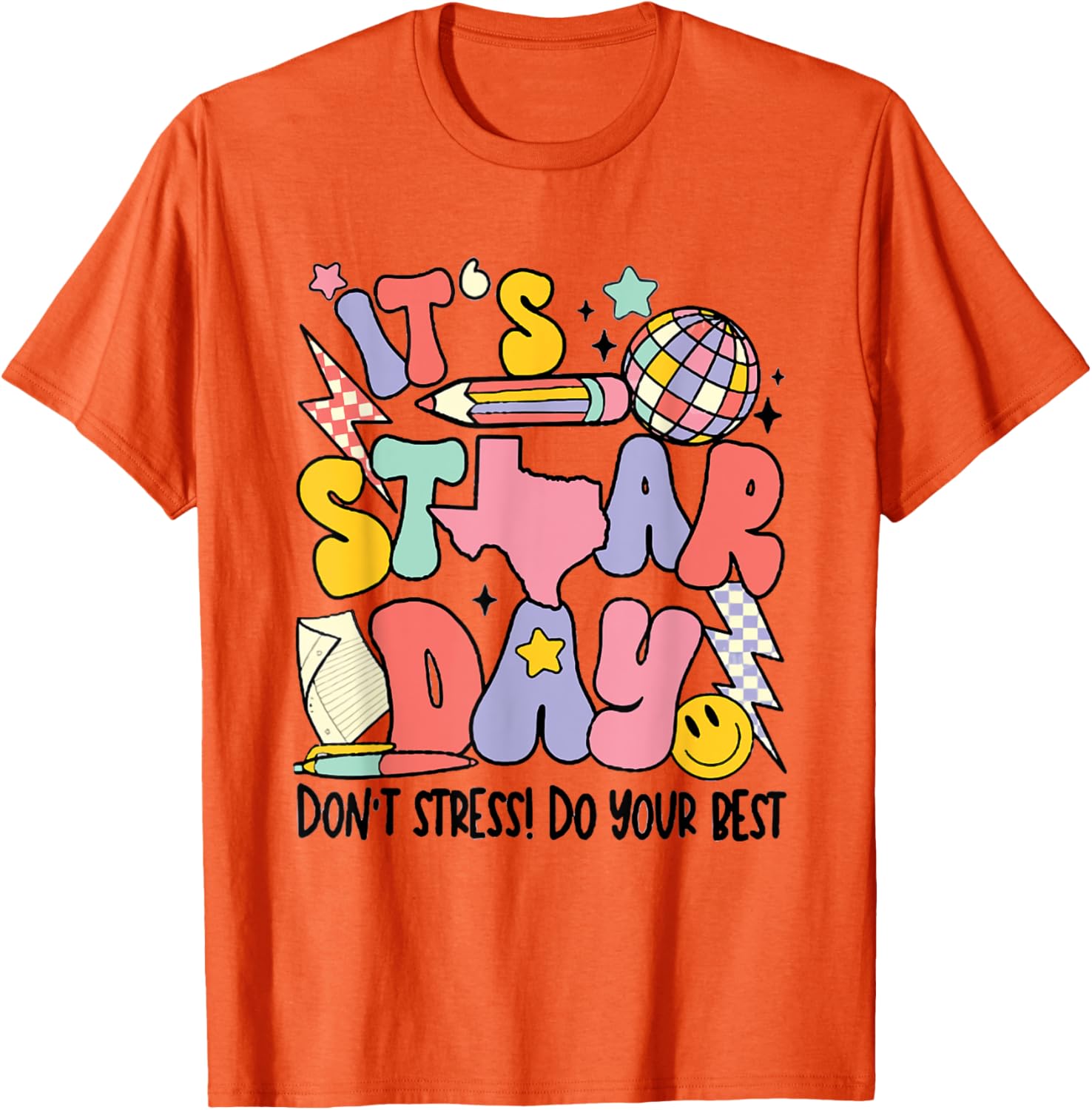 Groovy It's Staar Day Don't Stress Do Your Best Test Day T-Shirt