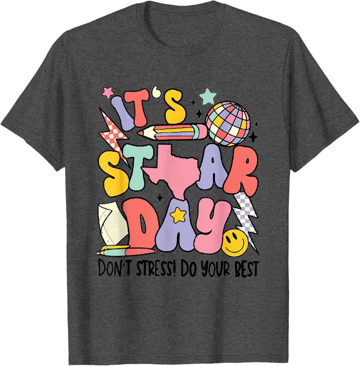 Groovy It's Staar Day Don't Stress Do Your Best Test Day T-Shirt
