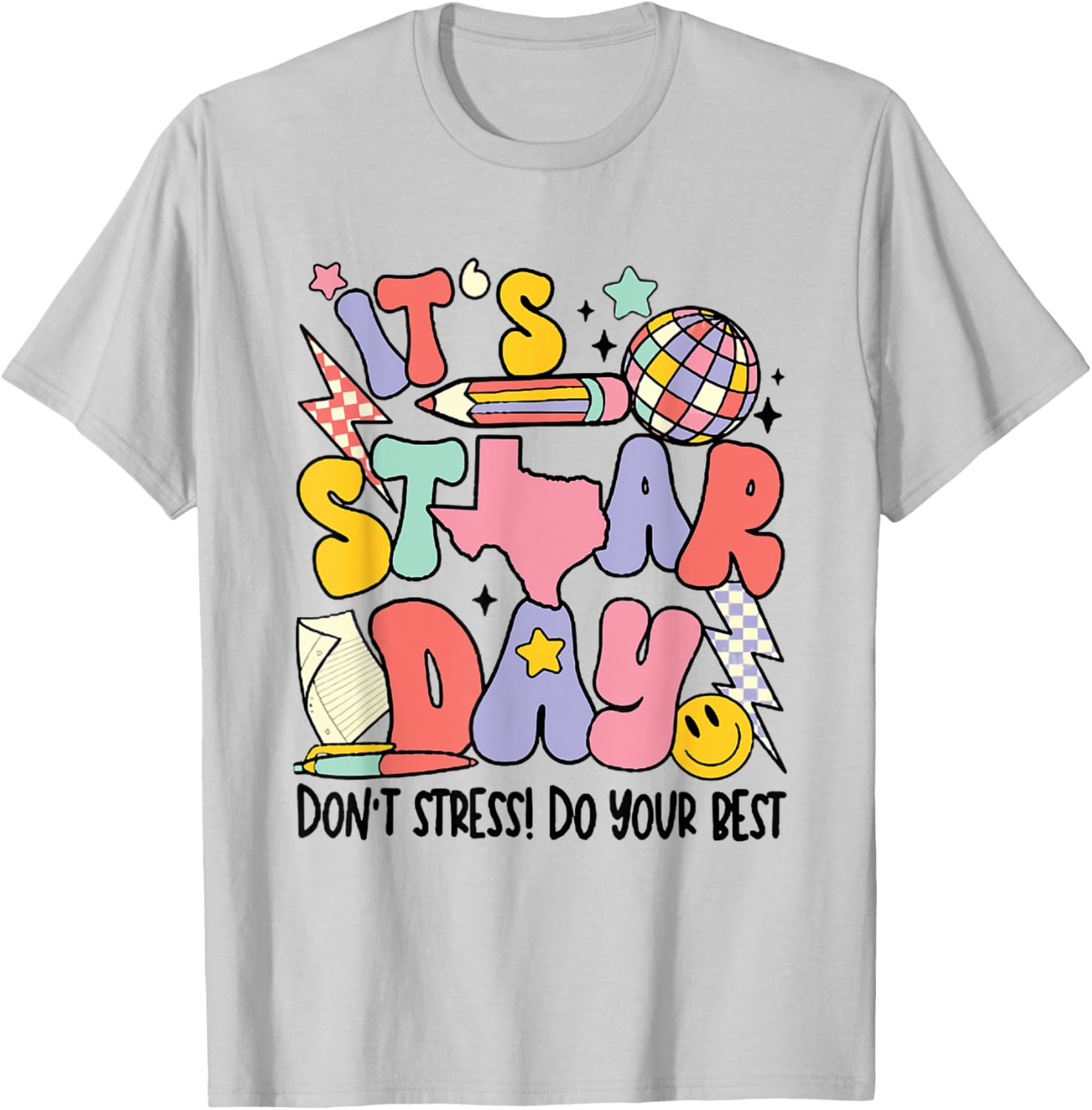 Groovy It's Staar Day Don't Stress Do Your Best Test Day T-Shirt