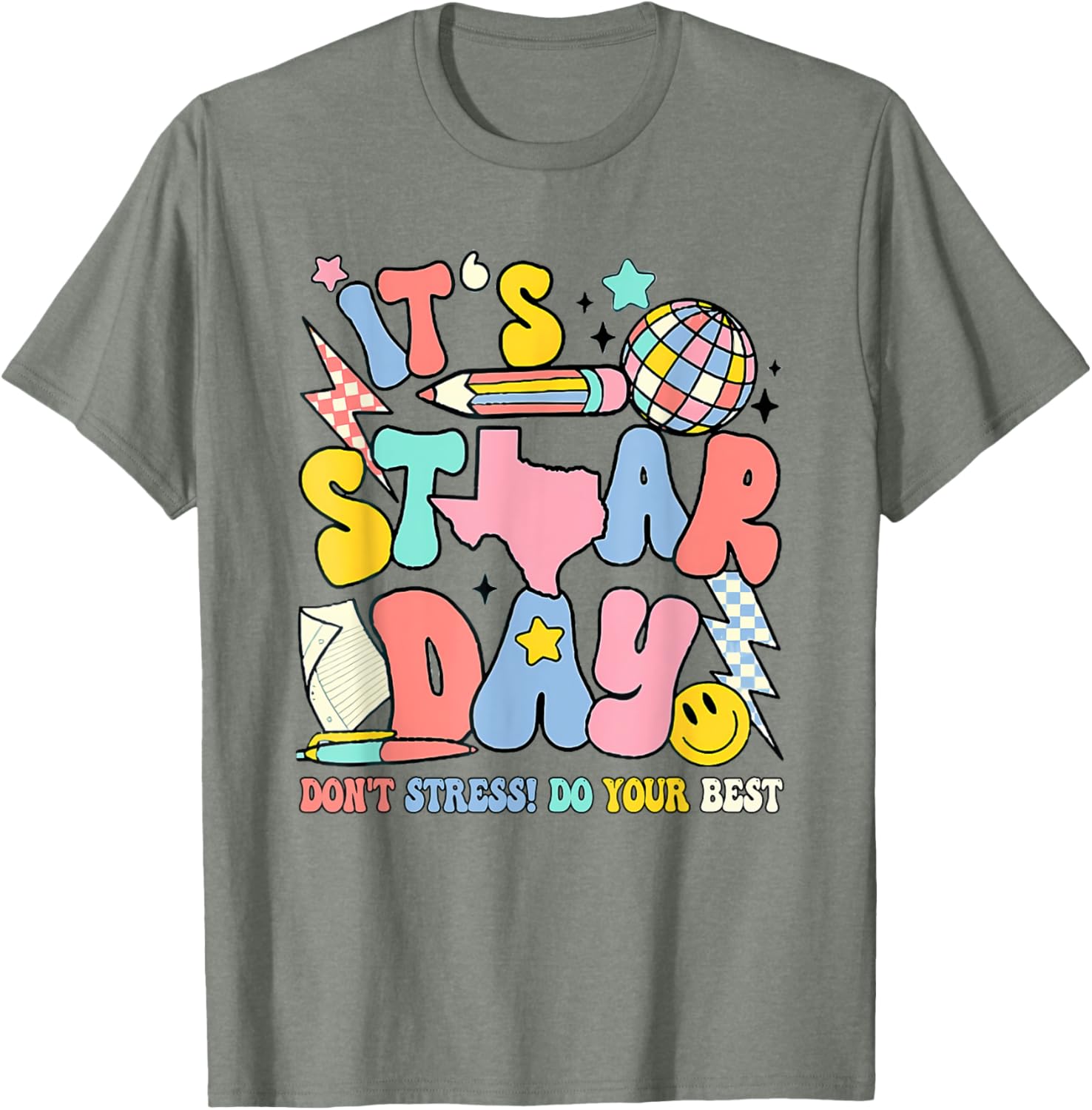 Groovy It'S Staar Day Don'T Stress Do Your Best Test Day T-Shirt