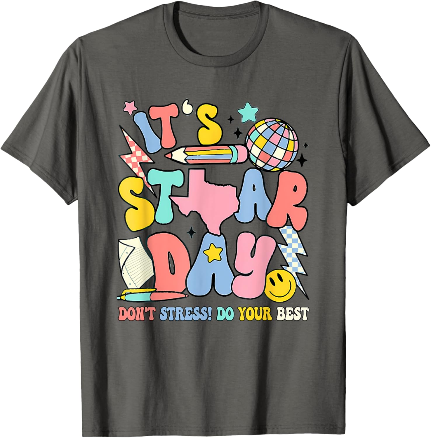 Groovy It'S Staar Day Don'T Stress Do Your Best Test Day T-Shirt