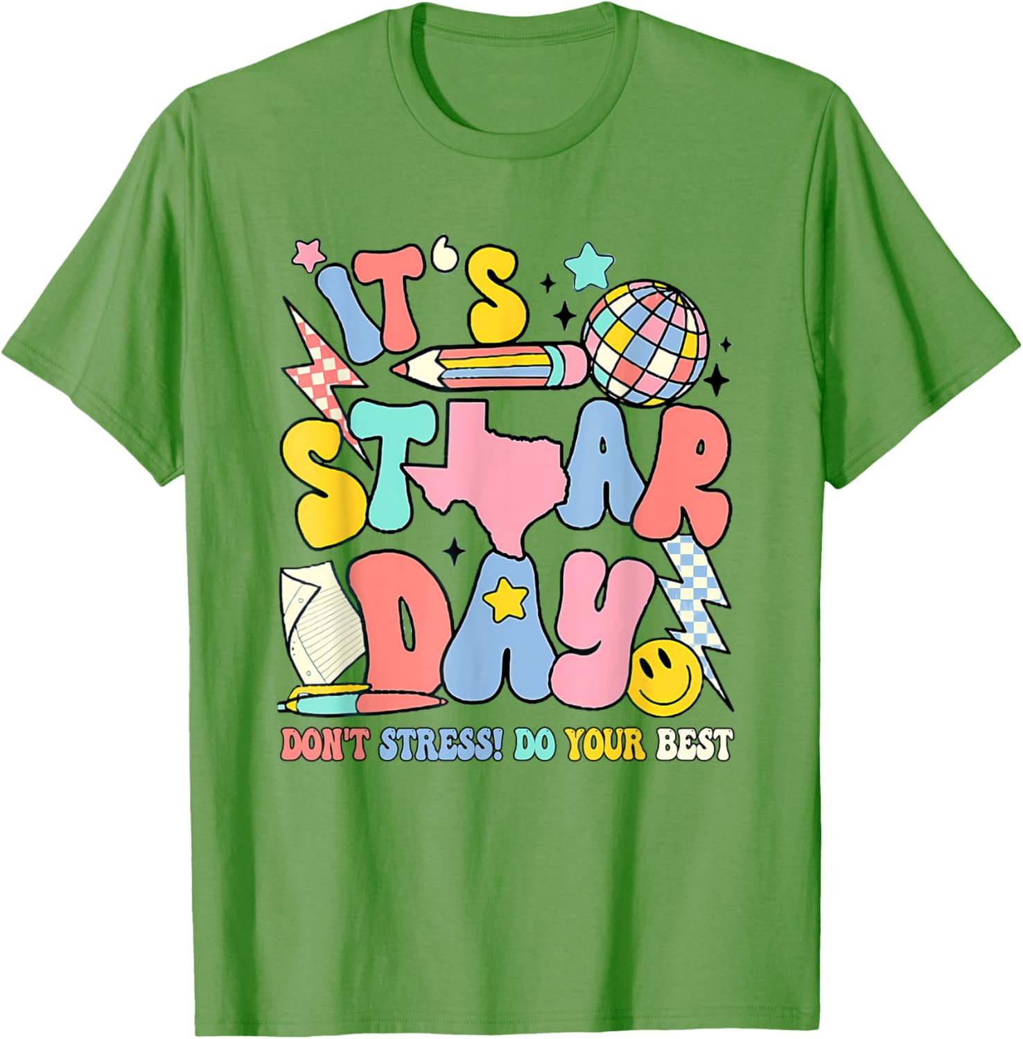Groovy It'S Staar Day Don'T Stress Do Your Best Test Day T-Shirt