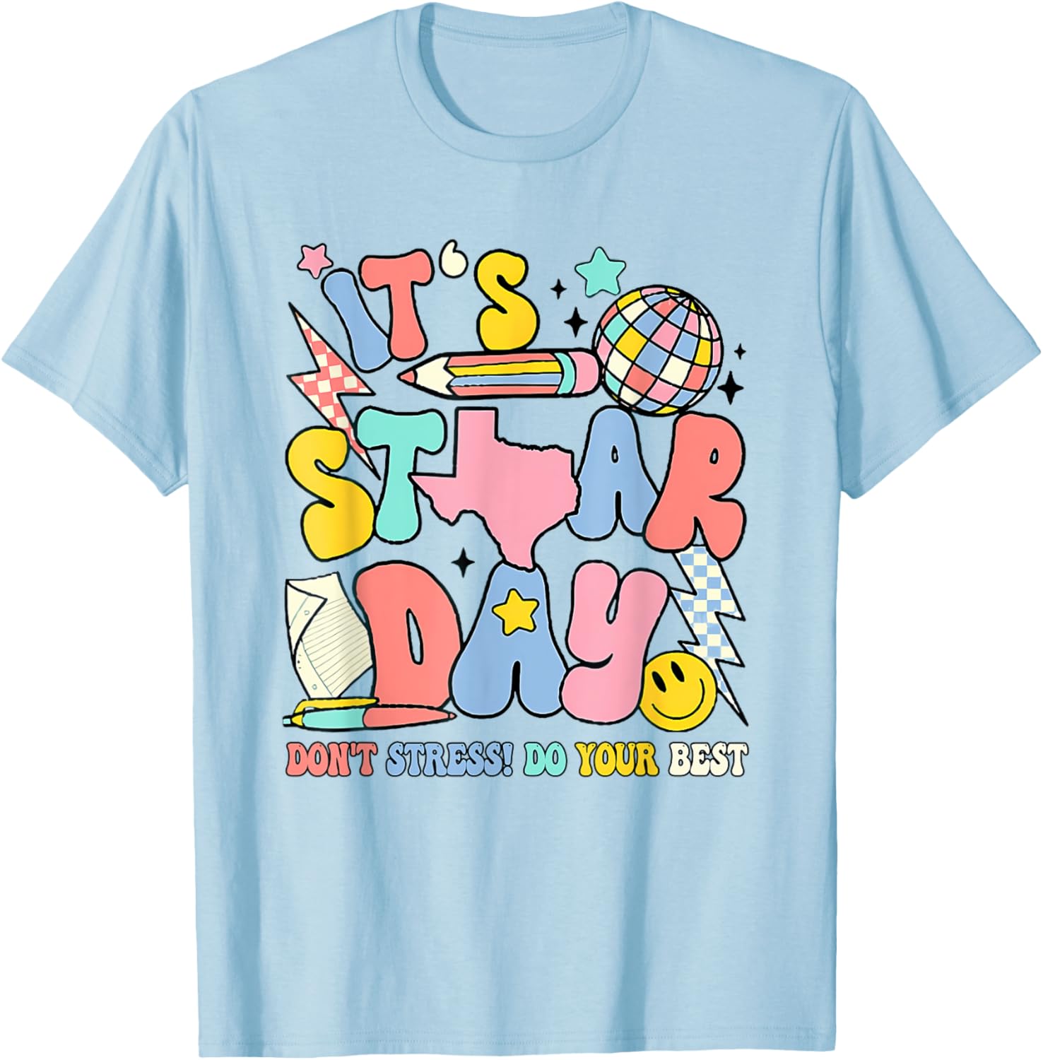 Groovy It'S Staar Day Don'T Stress Do Your Best Test Day T-Shirt