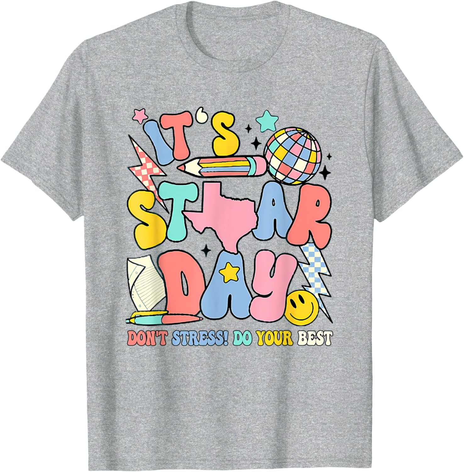 Groovy It'S Staar Day Don'T Stress Do Your Best Test Day T-Shirt