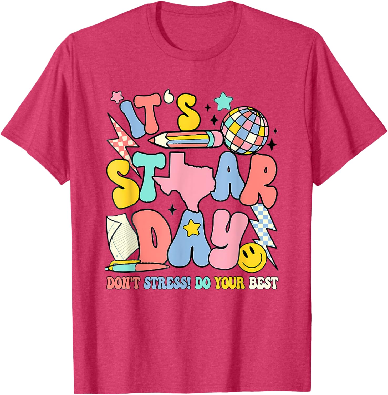 Groovy It'S Staar Day Don'T Stress Do Your Best Test Day T-Shirt
