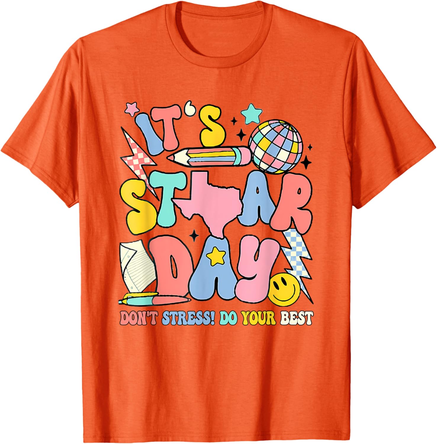 Groovy It'S Staar Day Don'T Stress Do Your Best Test Day T-Shirt