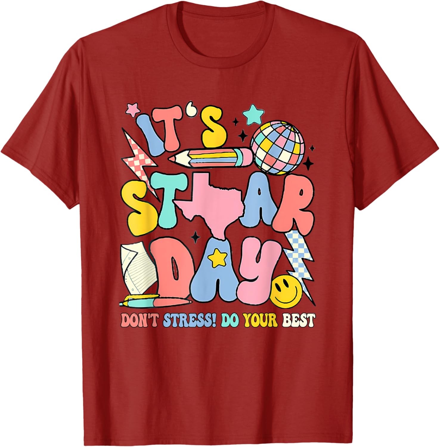 Groovy It'S Staar Day Don'T Stress Do Your Best Test Day T-Shirt