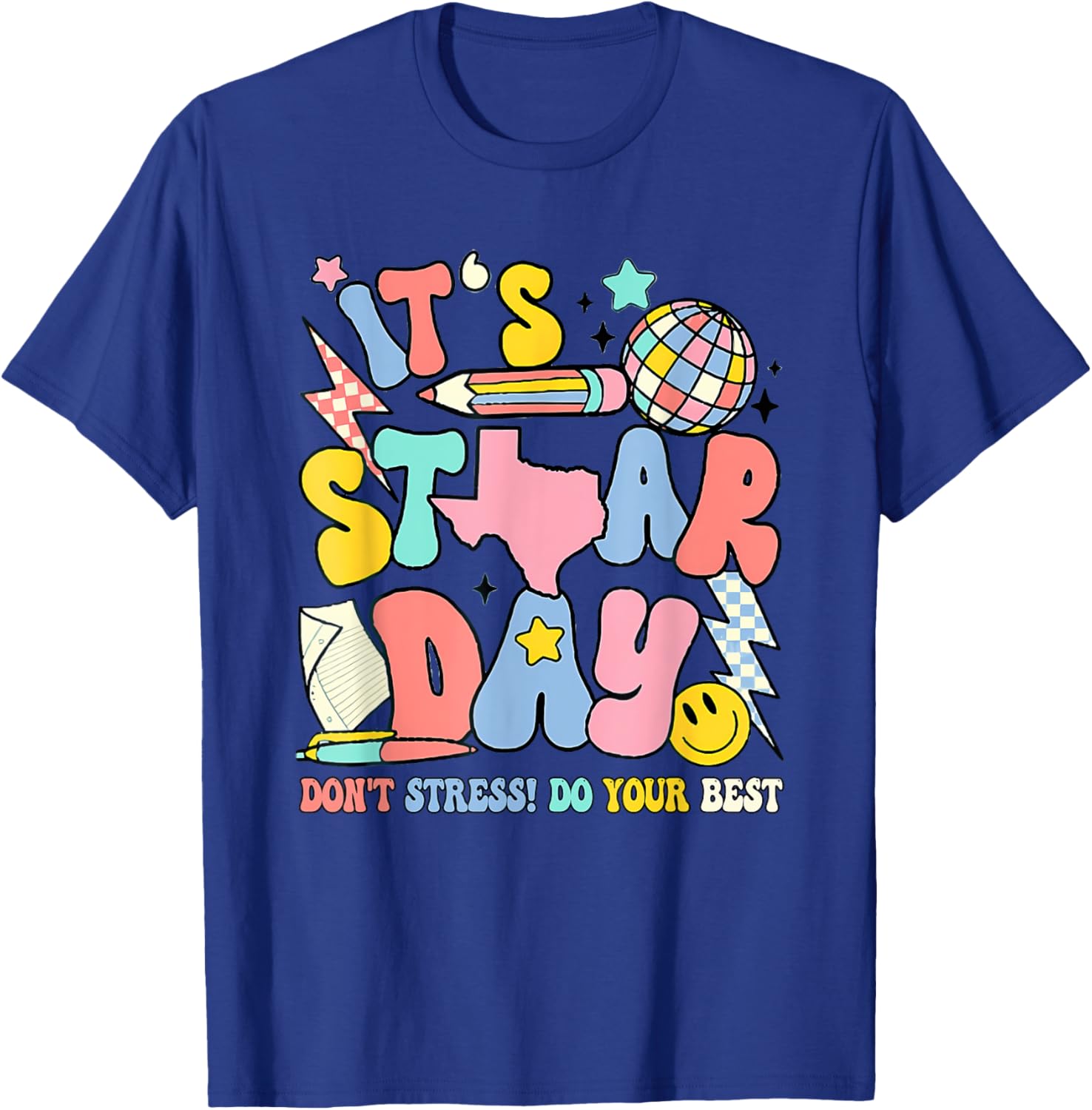 Groovy It'S Staar Day Don'T Stress Do Your Best Test Day T-Shirt
