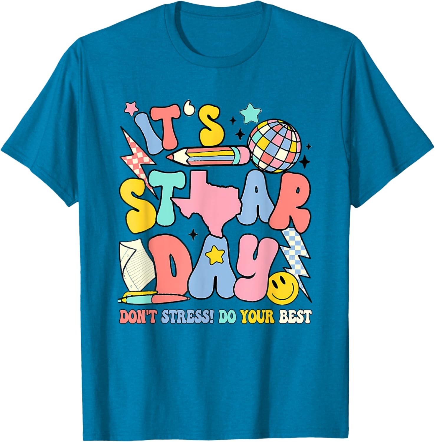 Groovy It'S Staar Day Don'T Stress Do Your Best Test Day T-Shirt