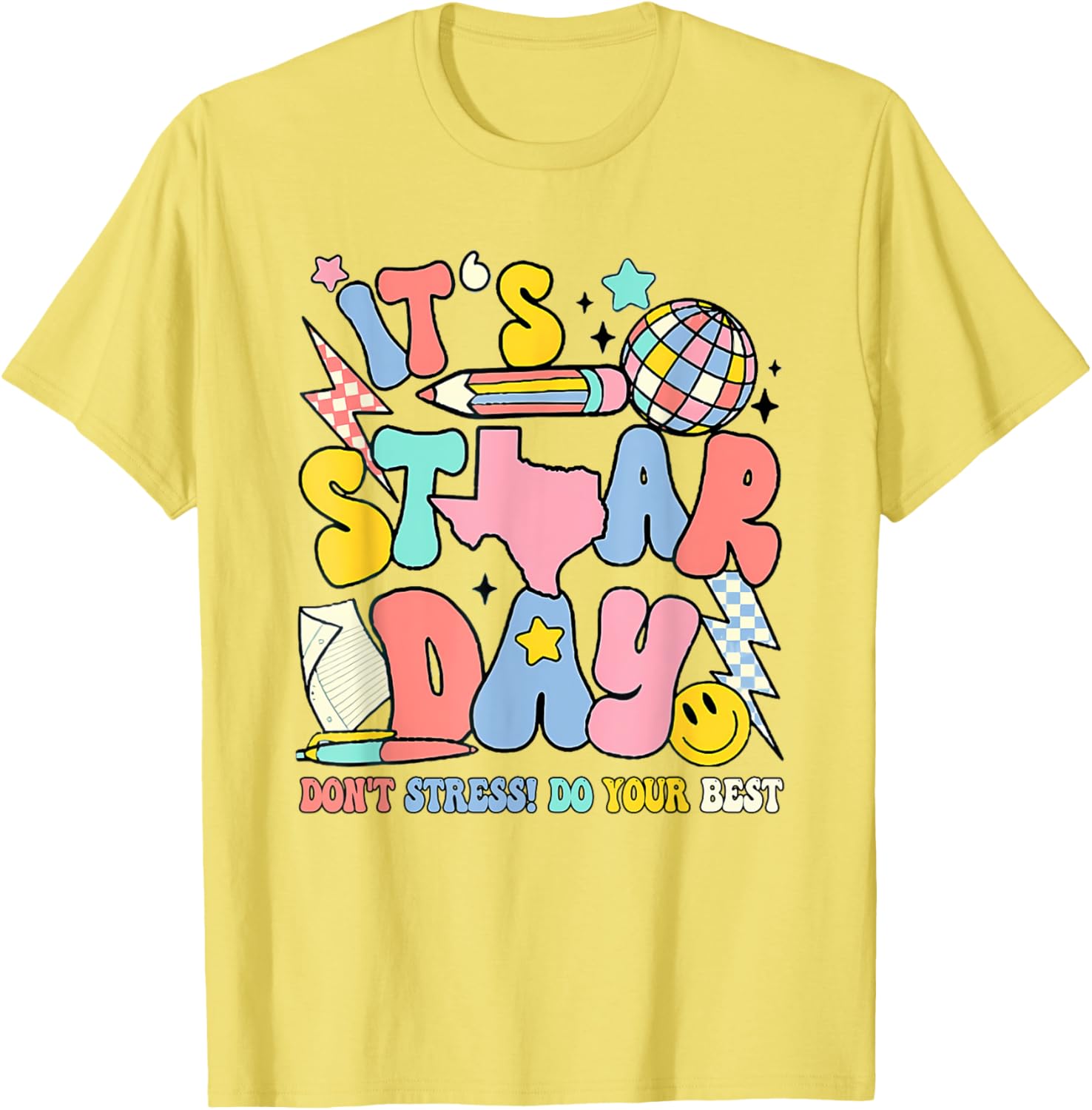 Groovy It'S Staar Day Don'T Stress Do Your Best Test Day T-Shirt