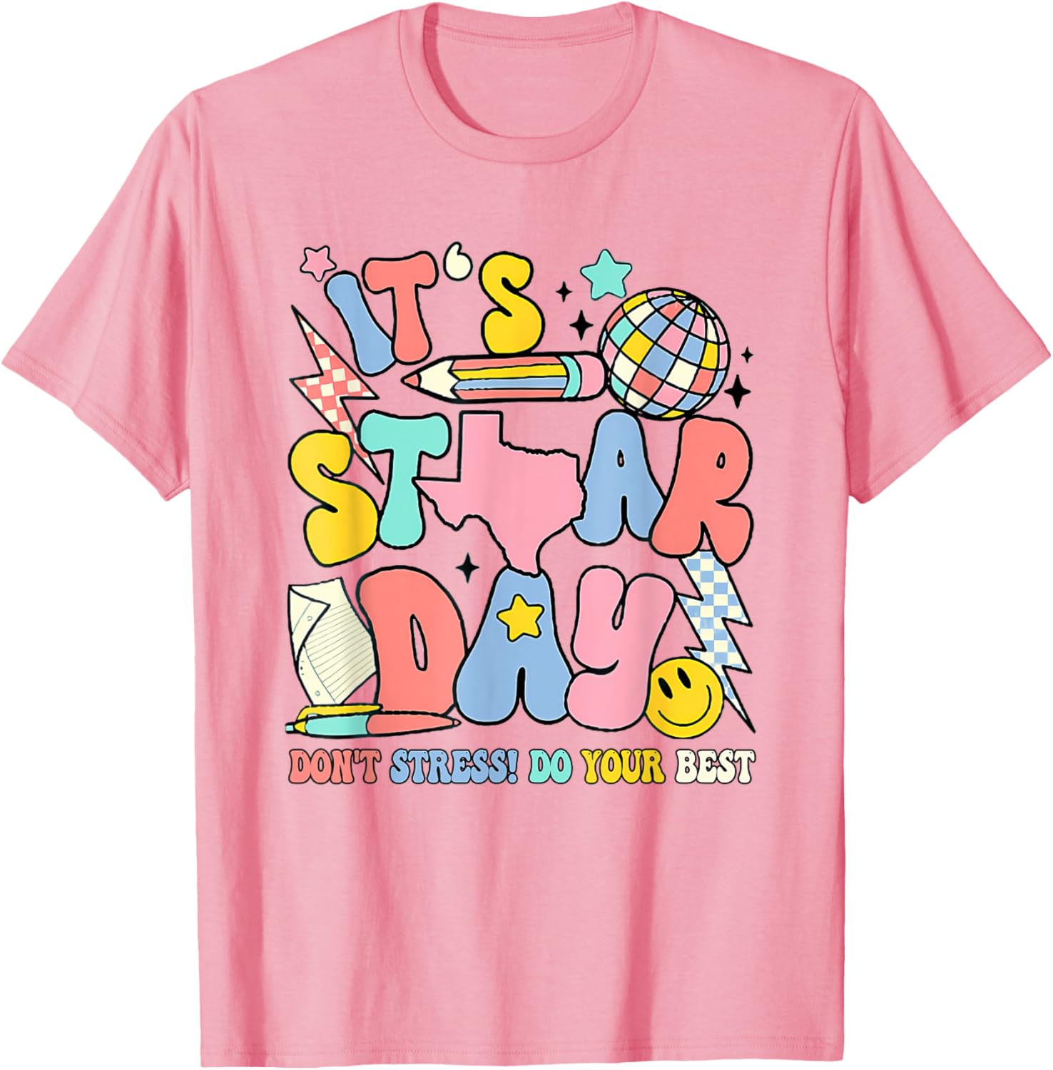 Groovy It'S Staar Day Don'T Stress Do Your Best Test Day T-Shirt