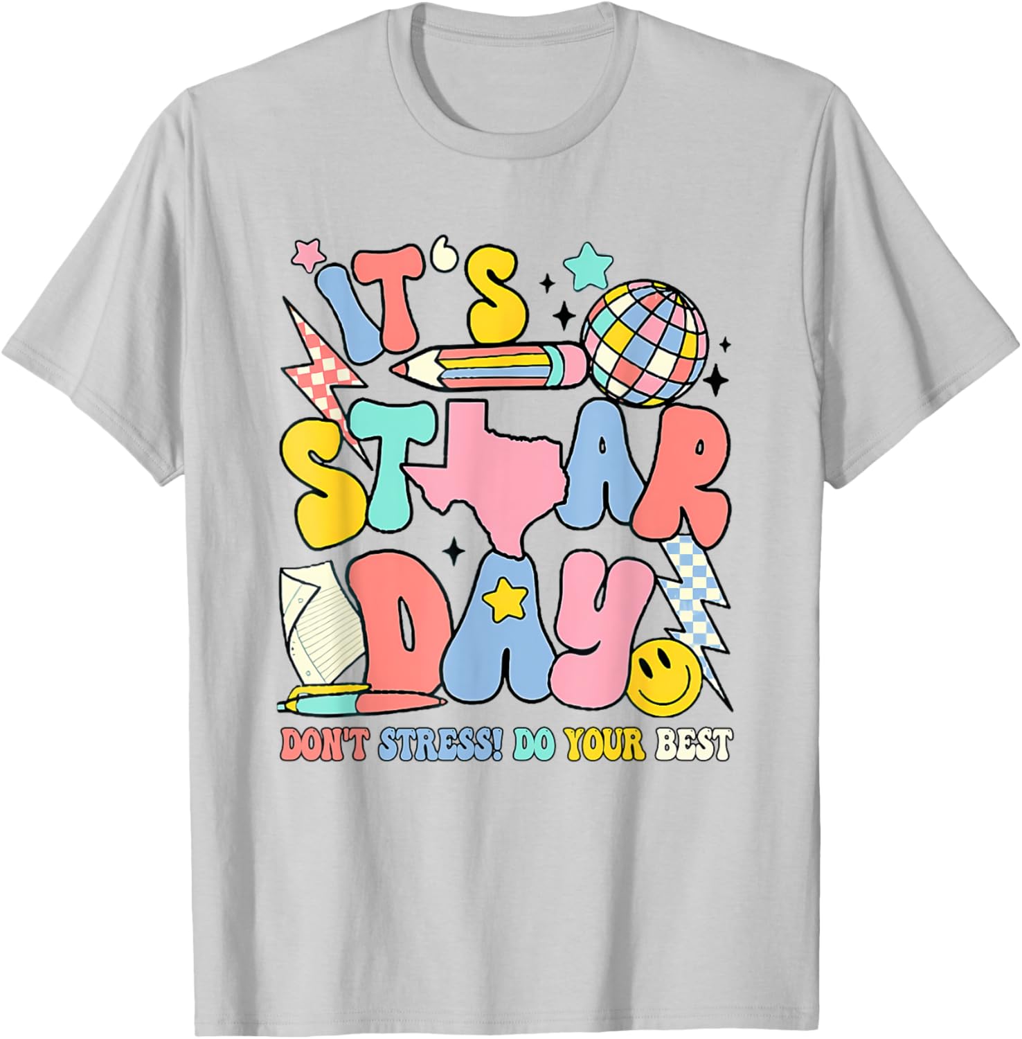 Groovy It'S Staar Day Don'T Stress Do Your Best Test Day T-Shirt