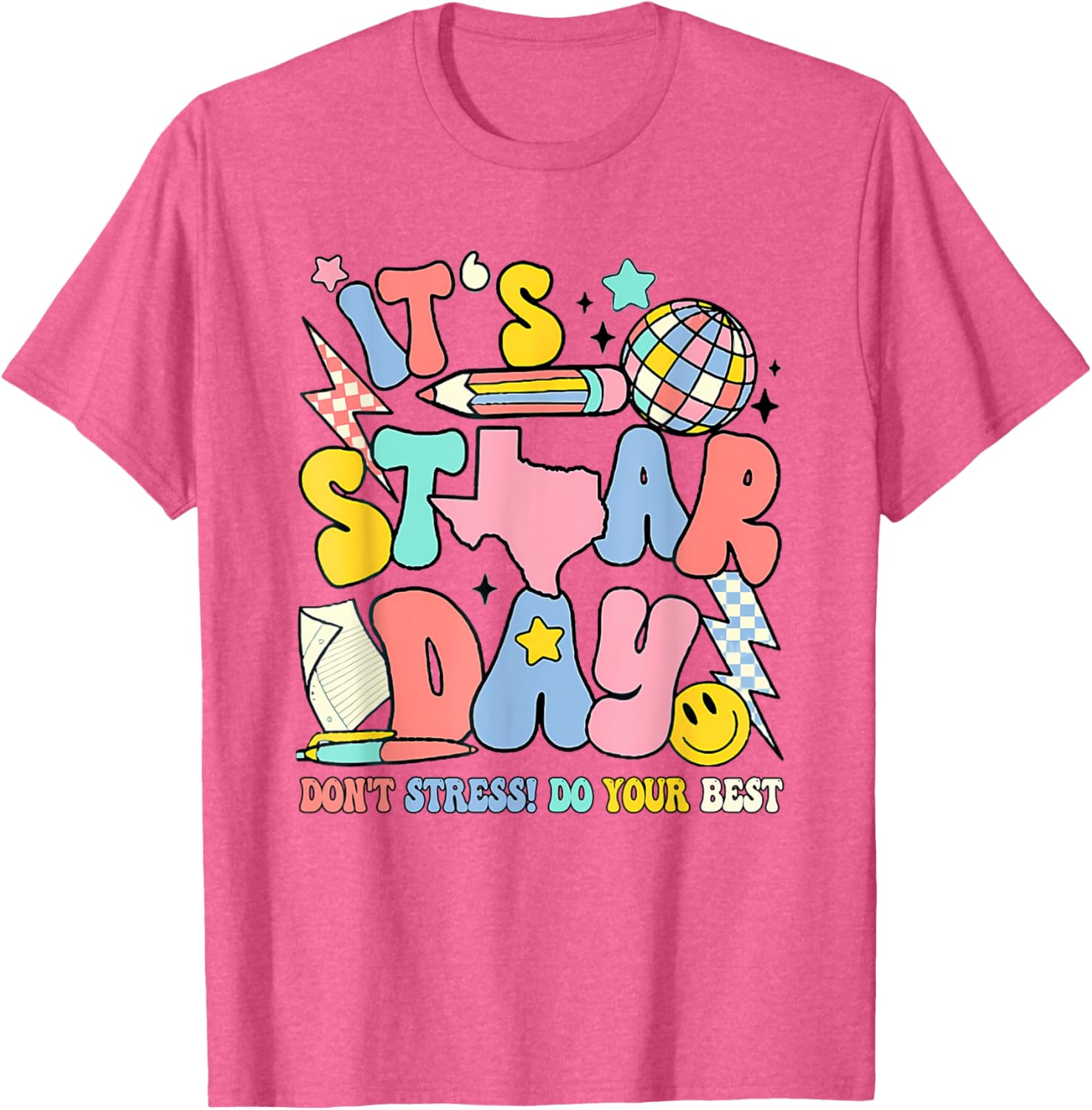 Groovy It'S Staar Day Don'T Stress Do Your Best Test Day T-Shirt