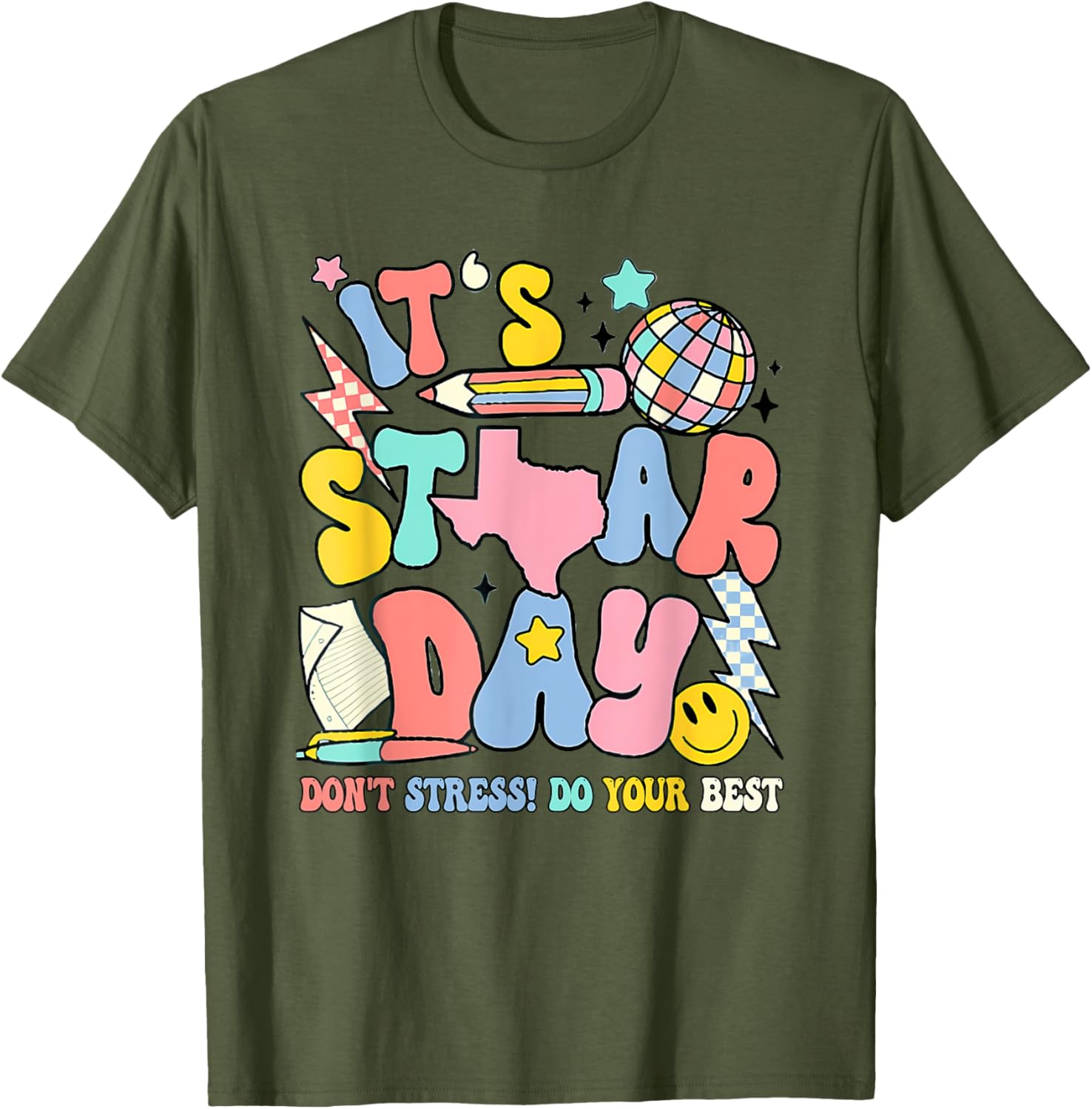Groovy It'S Staar Day Don'T Stress Do Your Best Test Day T-Shirt