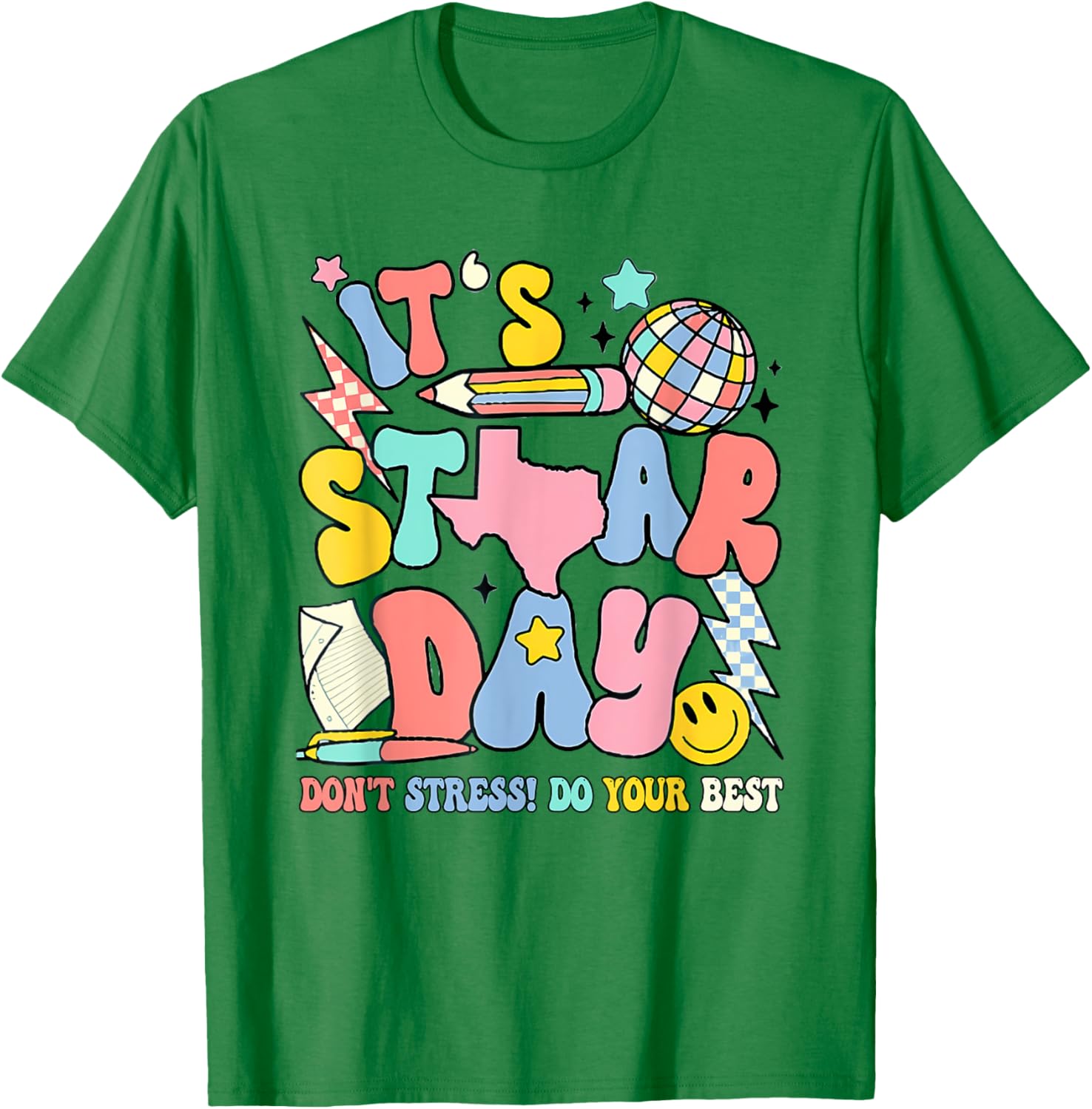 Groovy It'S Staar Day Don'T Stress Do Your Best Test Day T-Shirt