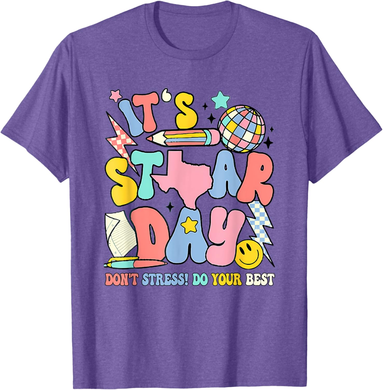 Groovy It'S Staar Day Don'T Stress Do Your Best Test Day T-Shirt