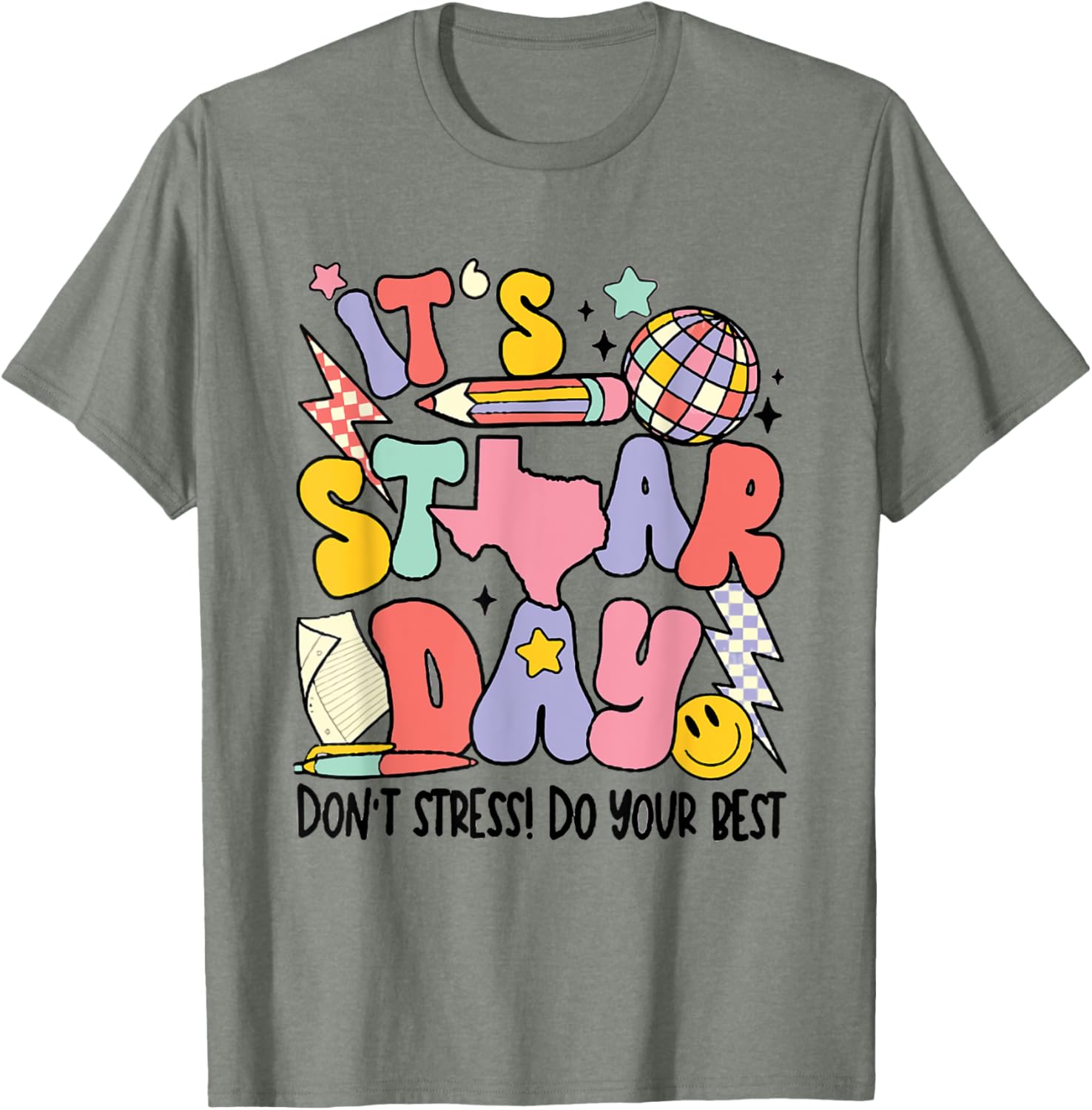 Groovy It's Staar Day Don't Stress Do Your Best Test Day T-Shirt