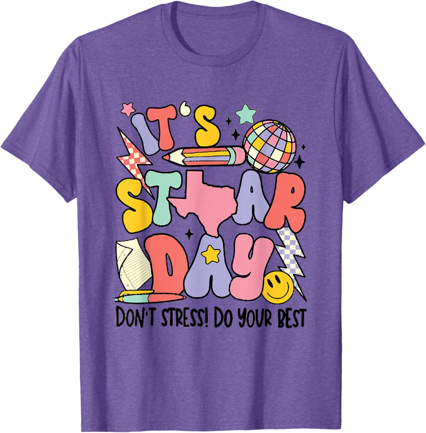Groovy It's Staar Day Don't Stress Do Your Best Test Day T-Shirt