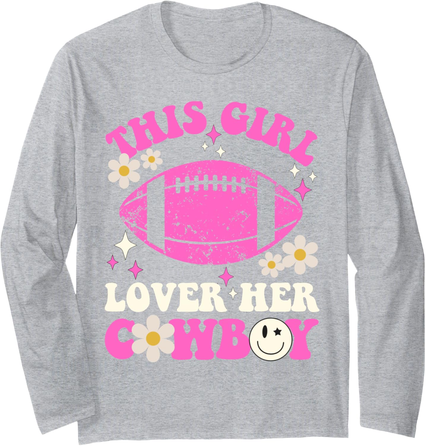 Groovy Retro This Girl Loves Her Cowboy Cute Texas Dallas Long Sleeve T-Shirt