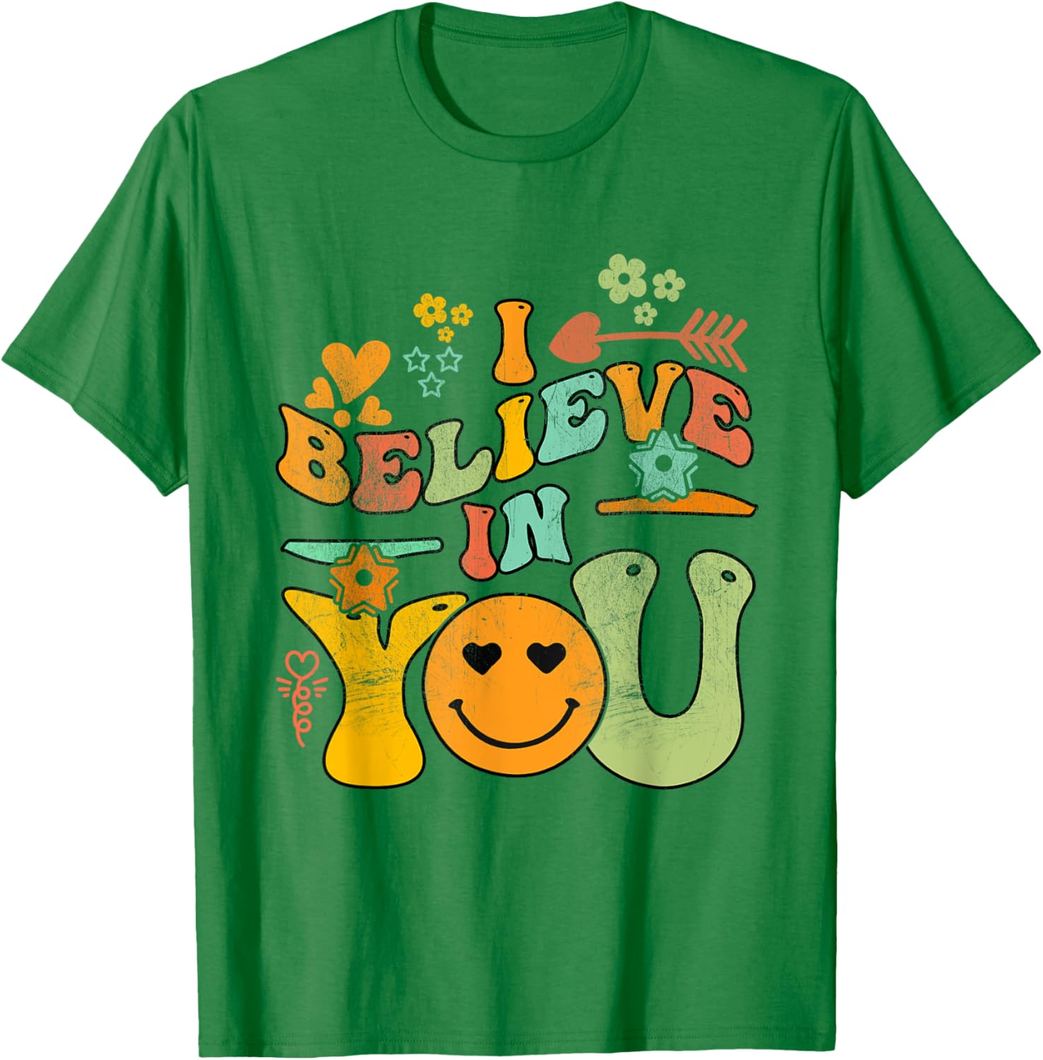 Groovy Test Day Retro I Believe In You Teacher Summer T-Shirt