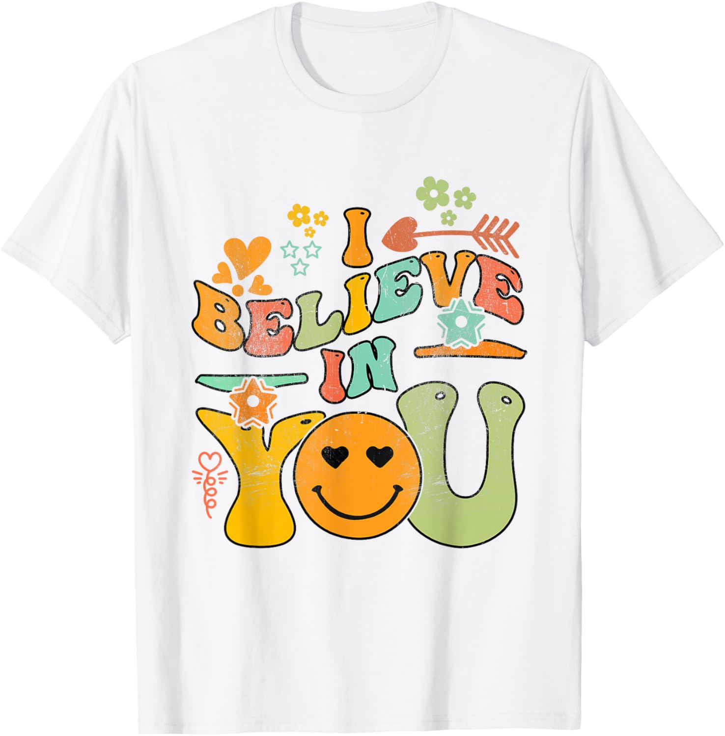 Groovy Test Day Retro I Believe In You Teacher Summer T-Shirt