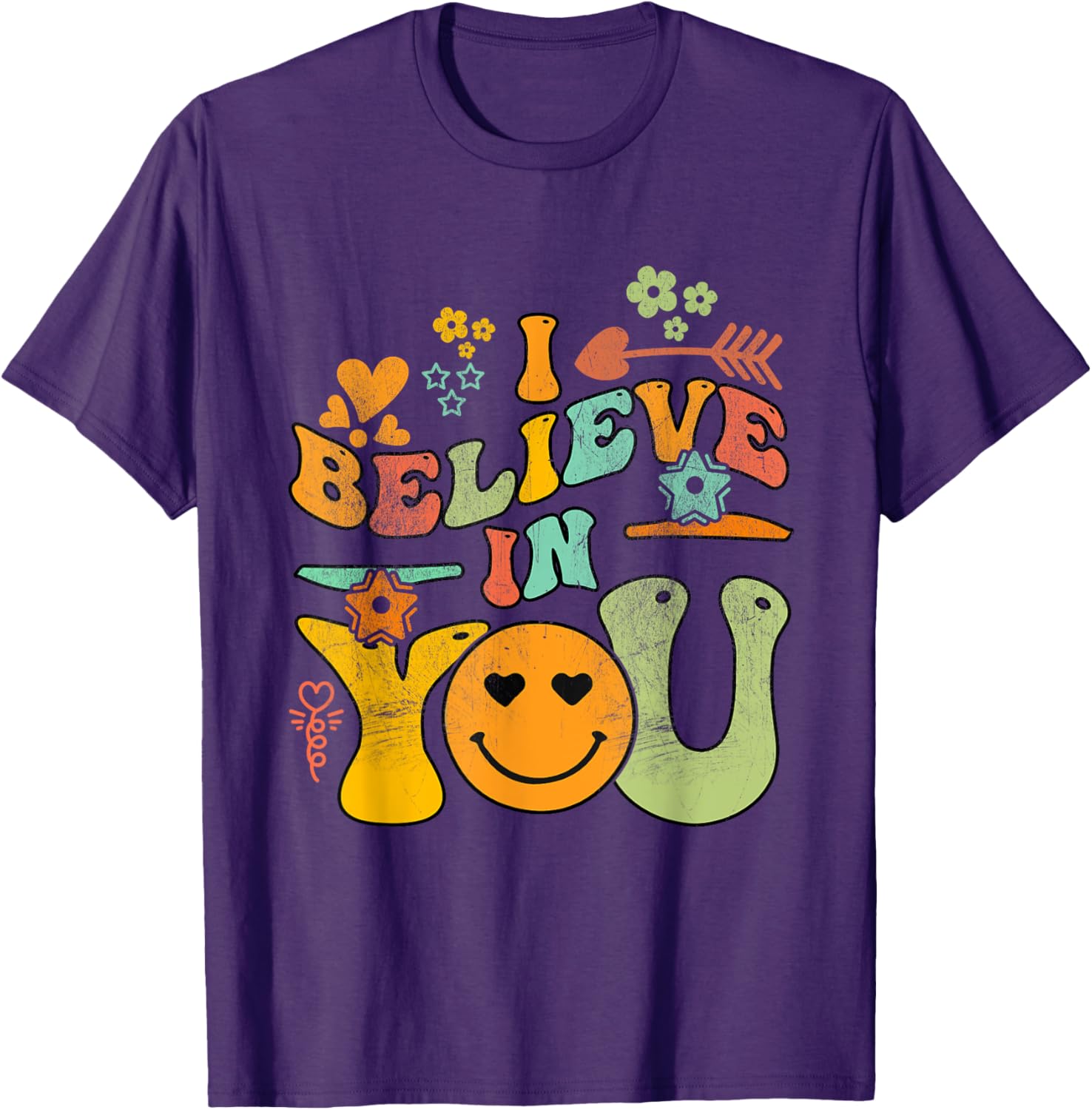 Groovy Test Day Retro I Believe In You Teacher Summer T-Shirt
