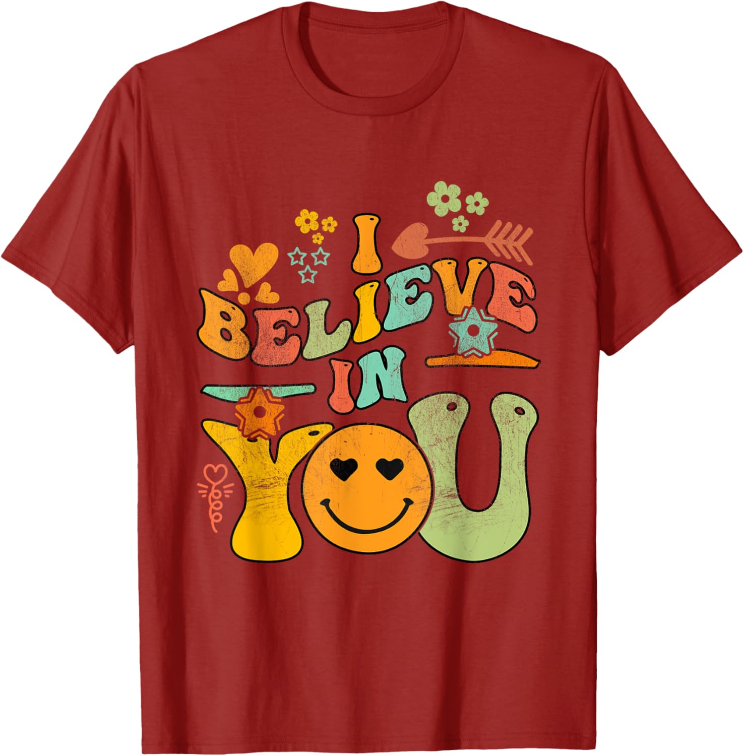 Groovy Test Day Retro I Believe In You Teacher Summer T-Shirt