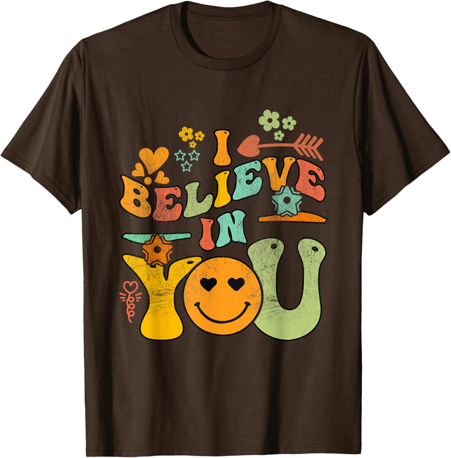 Groovy Test Day Retro I Believe In You Teacher Summer T-Shirt