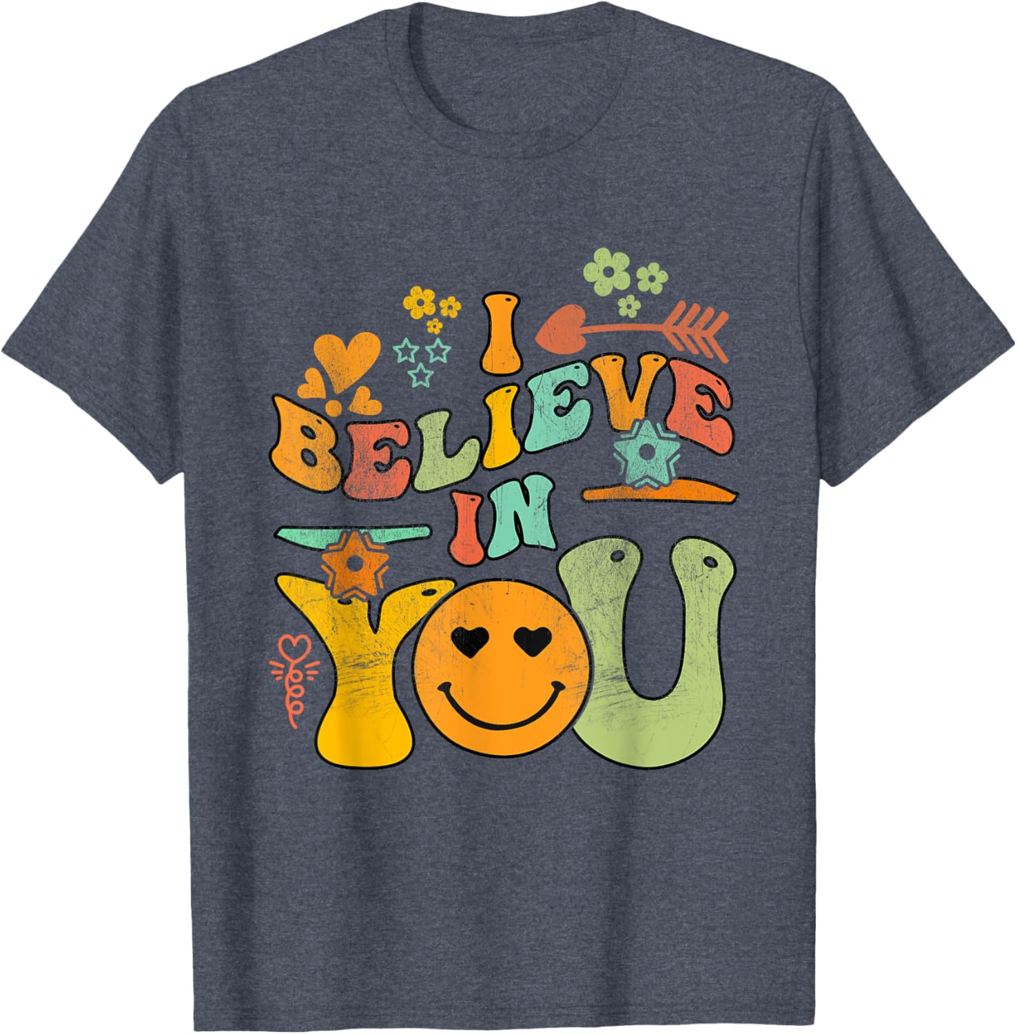 Groovy Test Day Retro I Believe In You Teacher Summer T-Shirt