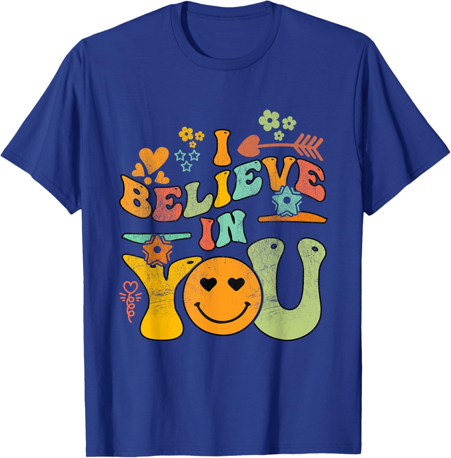 Groovy Test Day Retro I Believe In You Teacher Summer T-Shirt